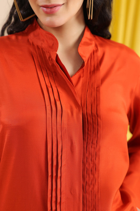 Burnt Orange Solid Casual Co-ord Set