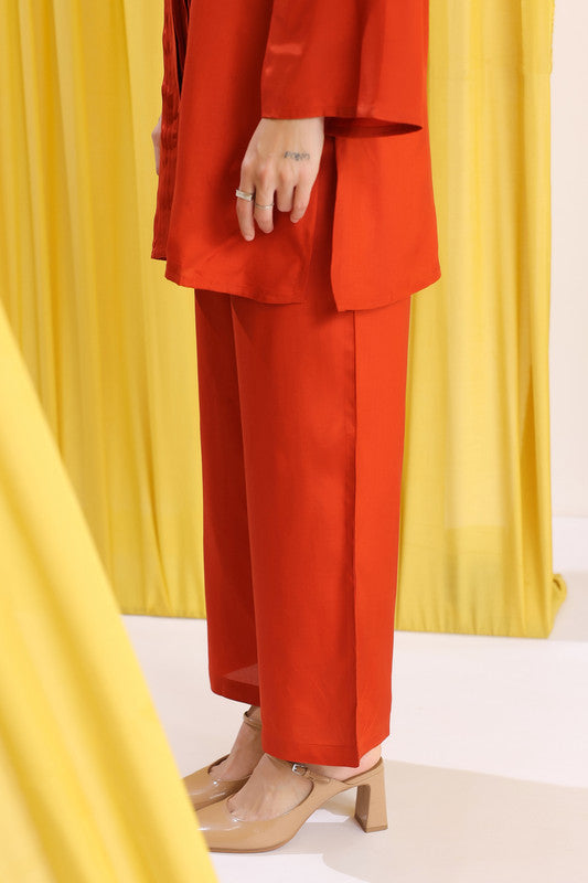 Burnt Orange Solid Casual Co-ord Set