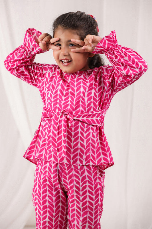 Pink Chevron Cotton Co-ord Set