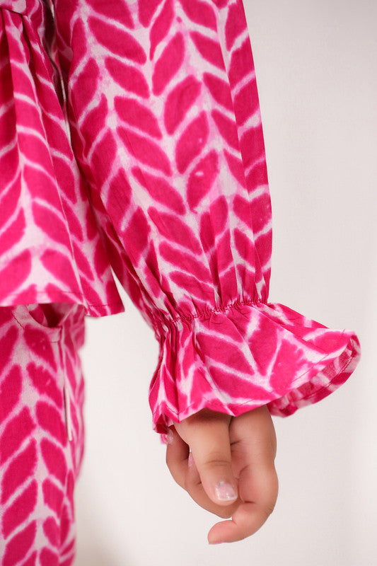 Pink Chevron Cotton Co-ord Set