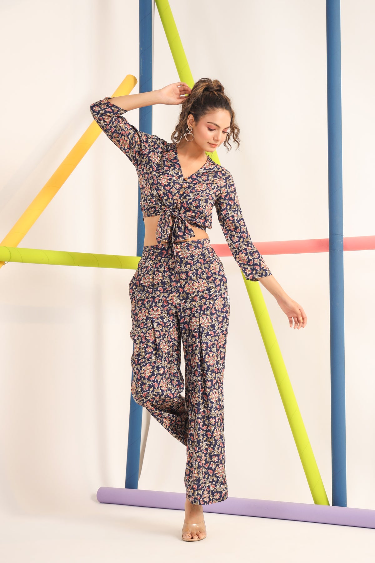 Jaipuri Jaal on blue Cotton Co-ord set
