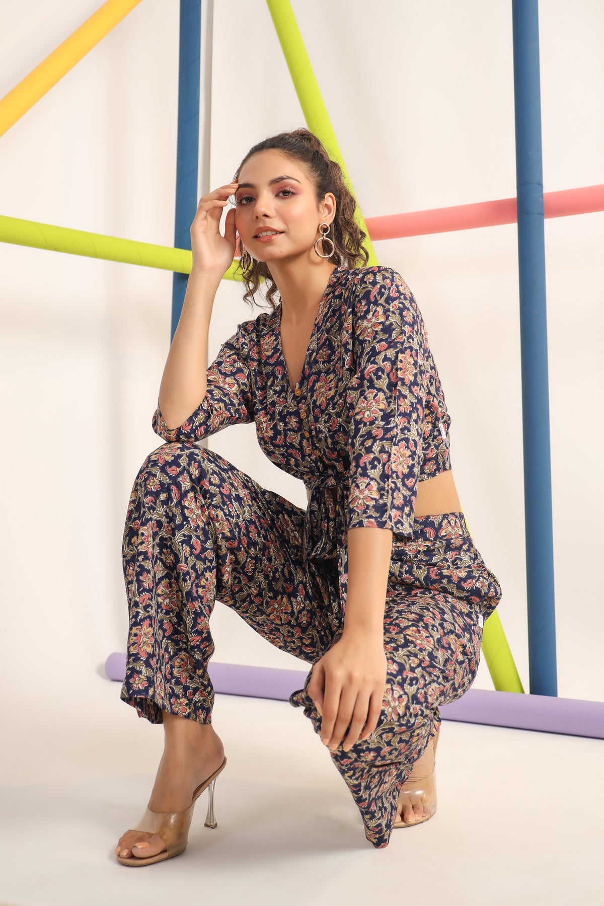 Jaipuri Jaal on blue Cotton Co-ord set
