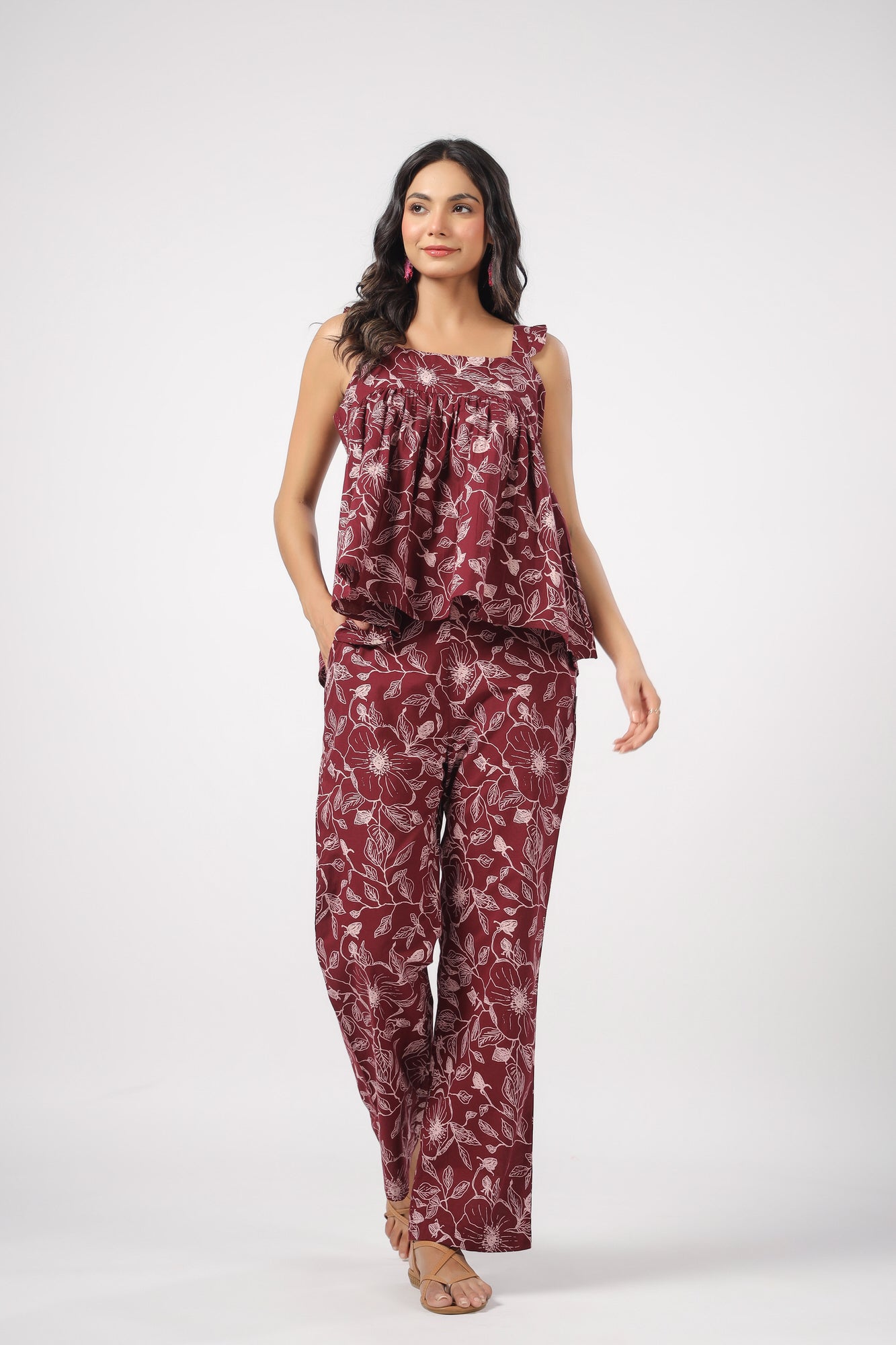 Petal Paradise Cotton Loungewear Top Set