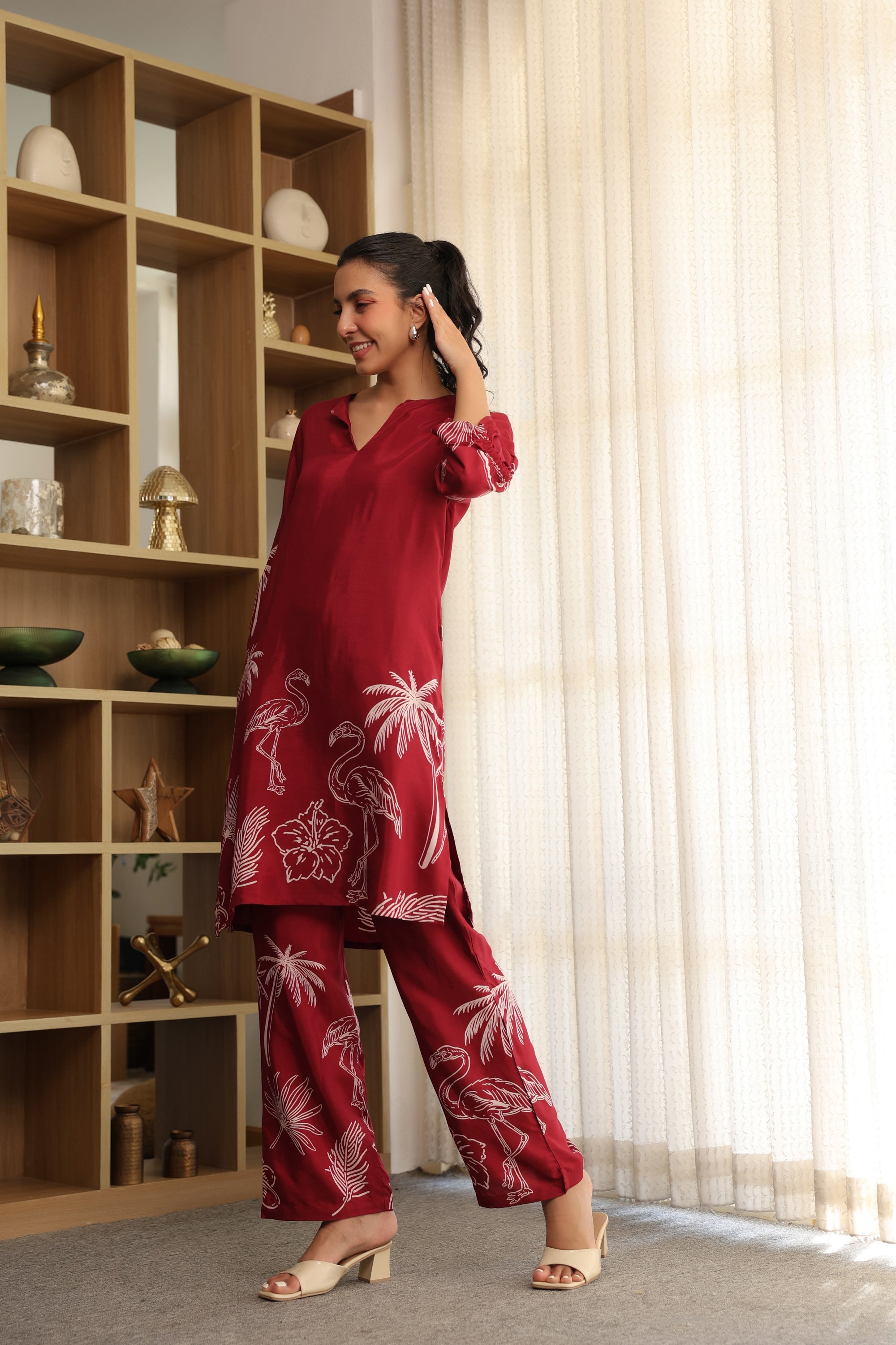 Wine Whisper Russian Silk Co-ord Set