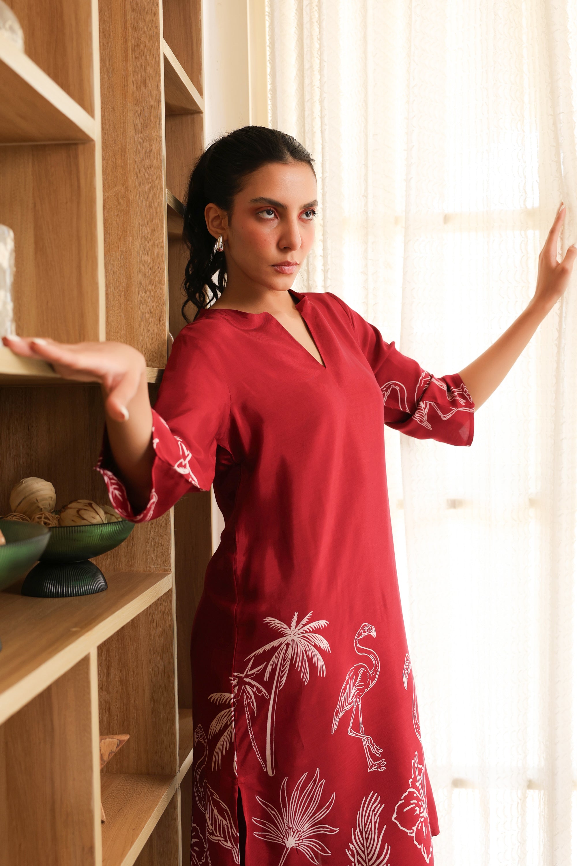 Wine Whisper Russian Silk Co-ord Set