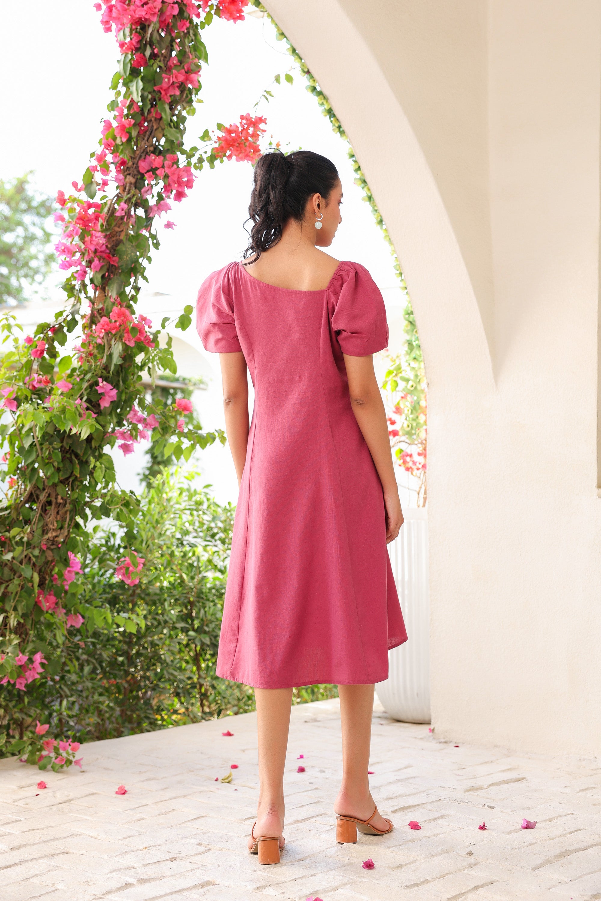 Bougainvillea Glow Cotton Flex Dress