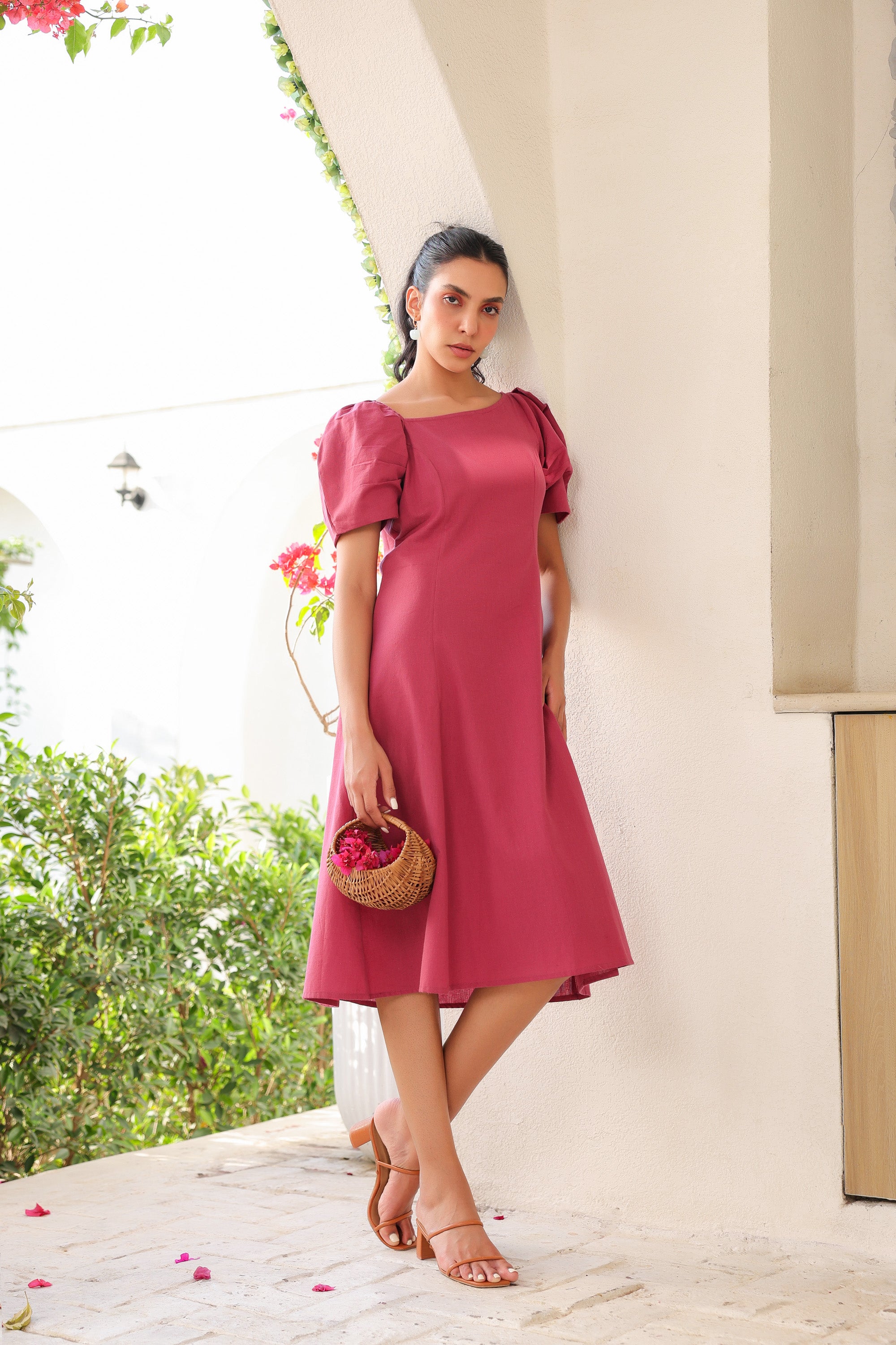 Bougainvillea Glow Cotton Flex Dress