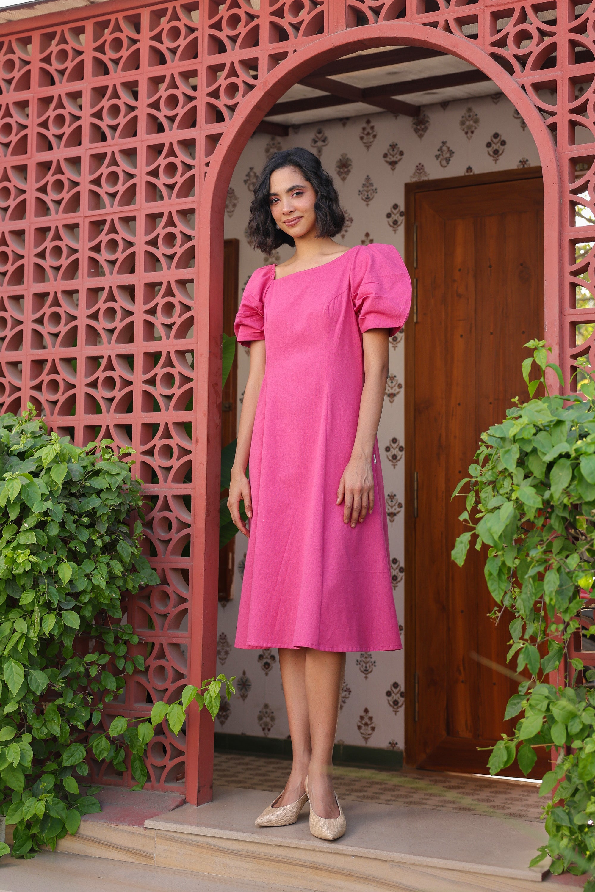 Dusky Rose Cotton Flex Dress