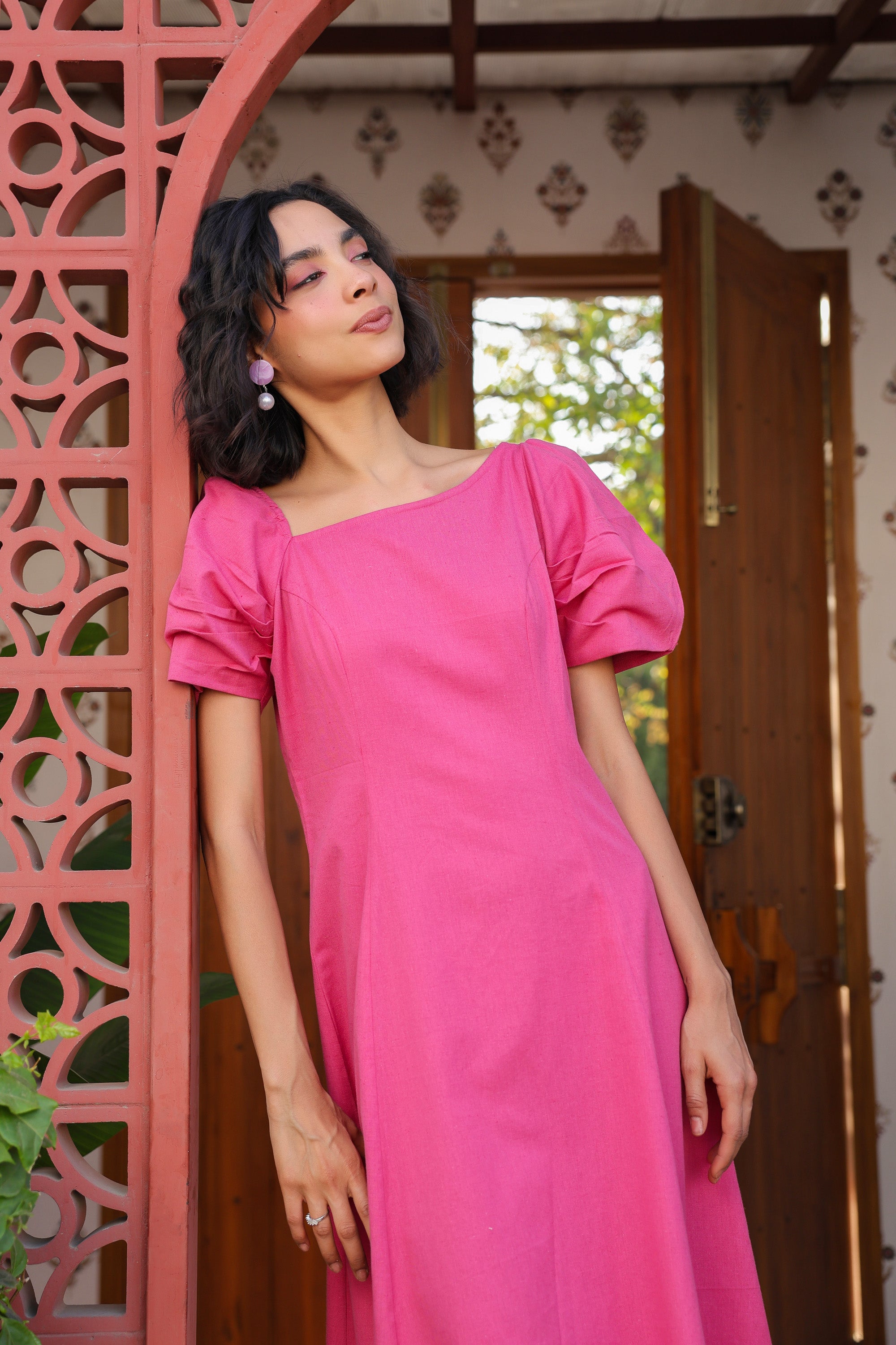 Dusky Rose Cotton Flex Dress