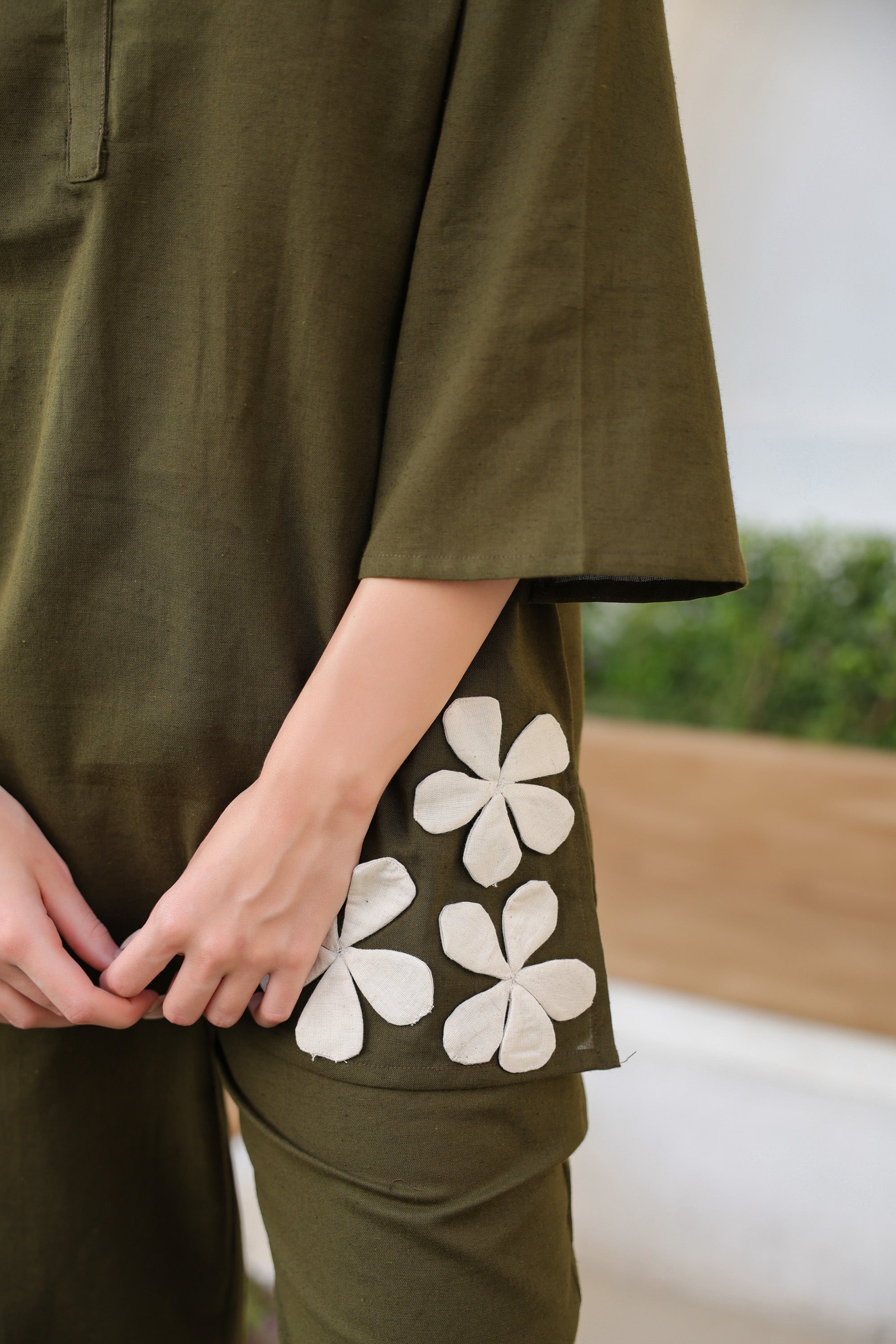 Olive Petal Cotton Flex Co-ord Set