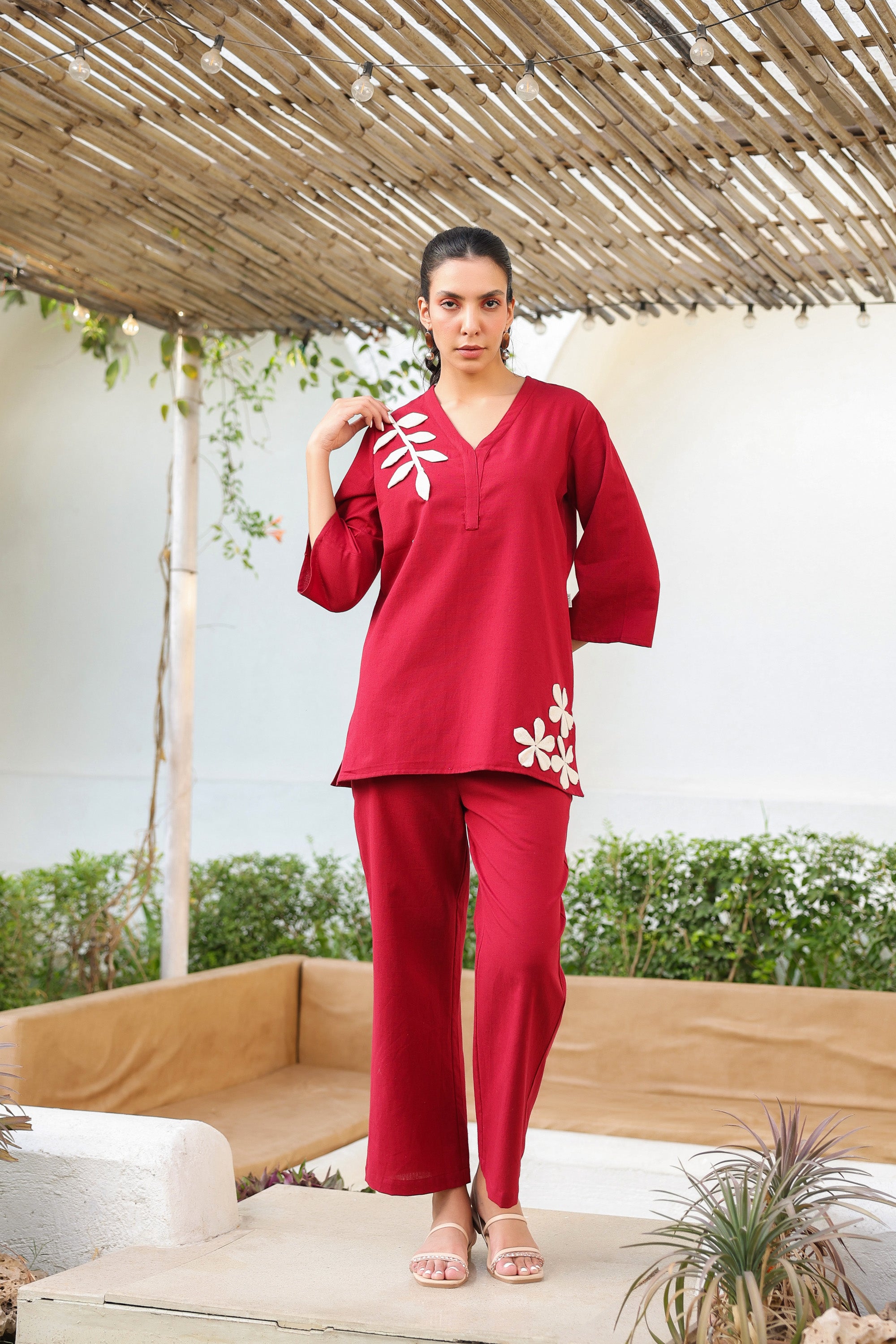 Red Petal Cotton Flex Co-ord Set