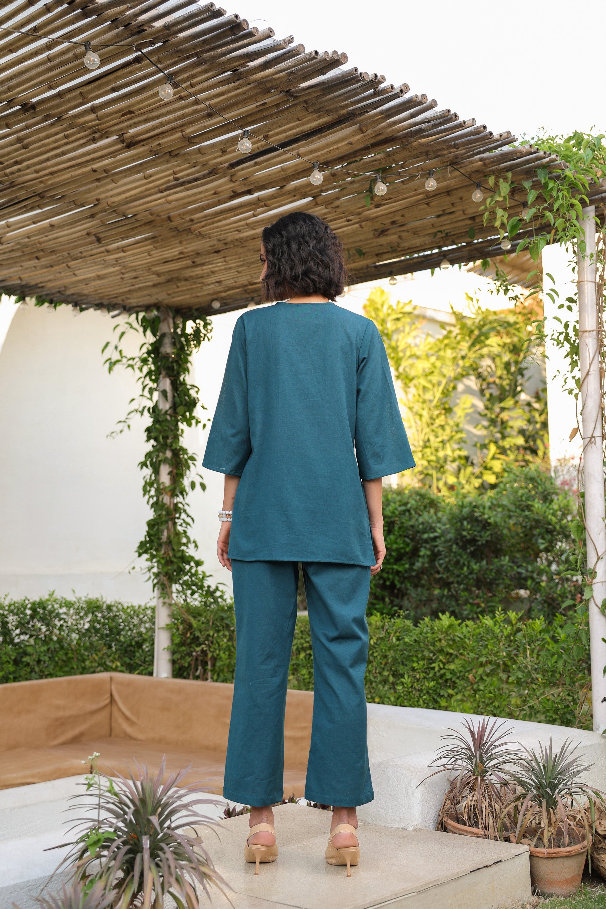 Teal Petal Cotton Flex Co-ord Set