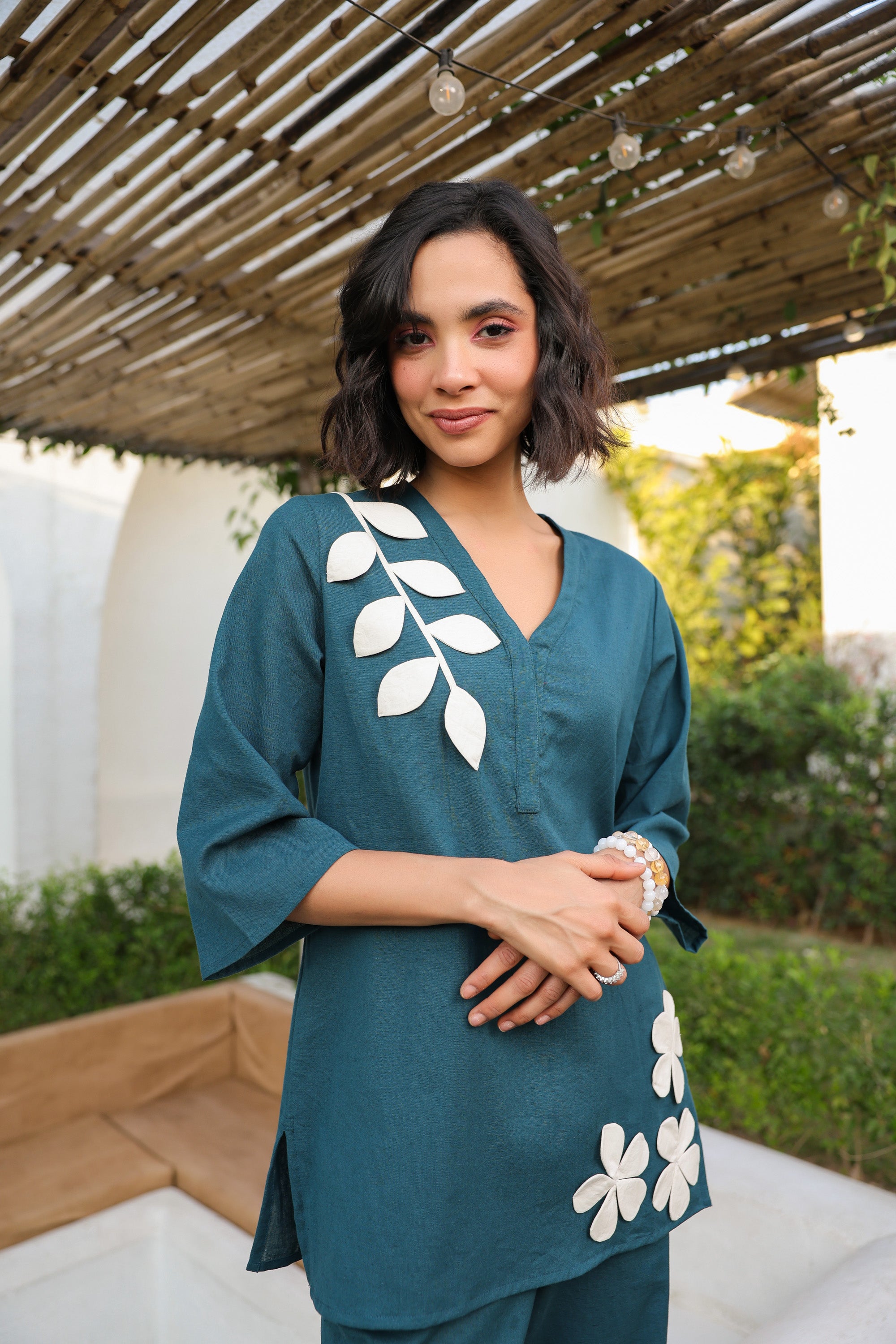 Teal Petal Cotton Flex Co-ord Set