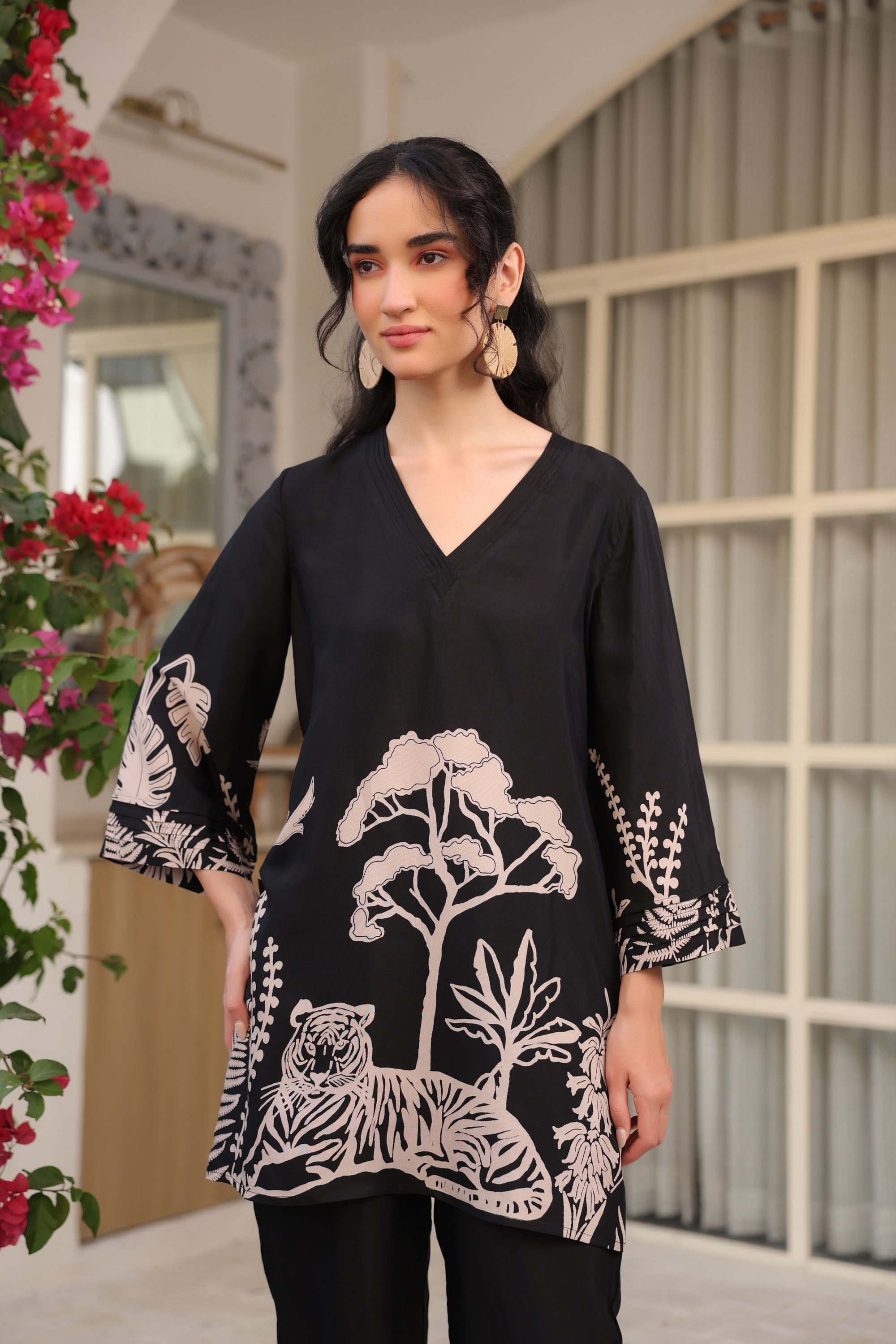 Midnight Botanical Russian Silk Co-ord Set