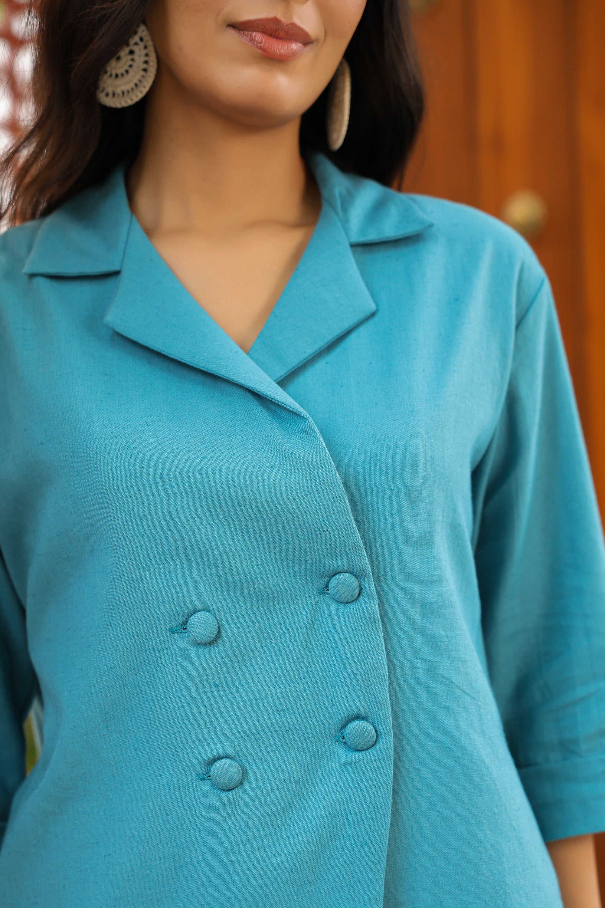 Ocean Teal Solid Chic Cotton Flex Co-ord Set