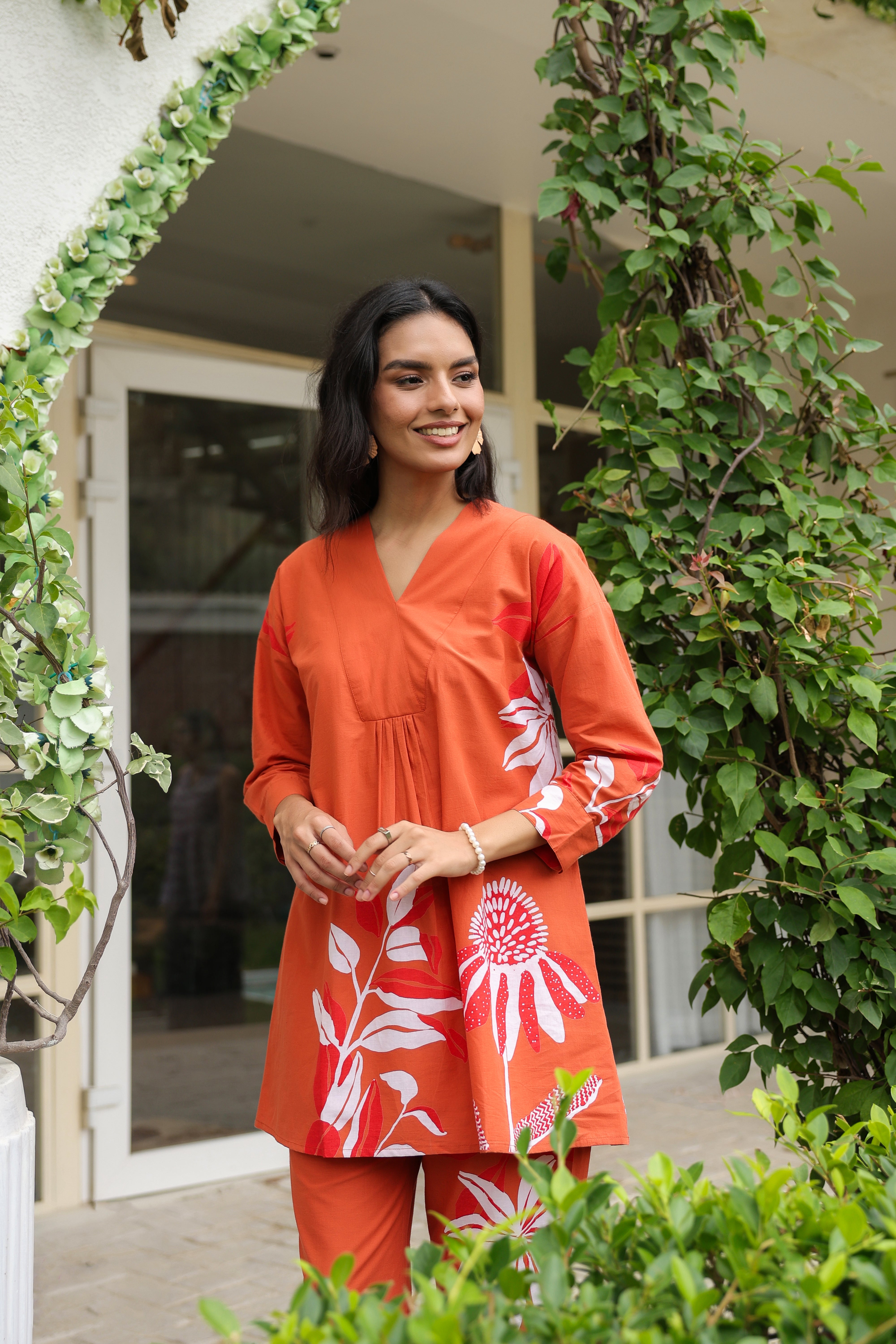Rust Floral Printed Cotton Co-ord Set