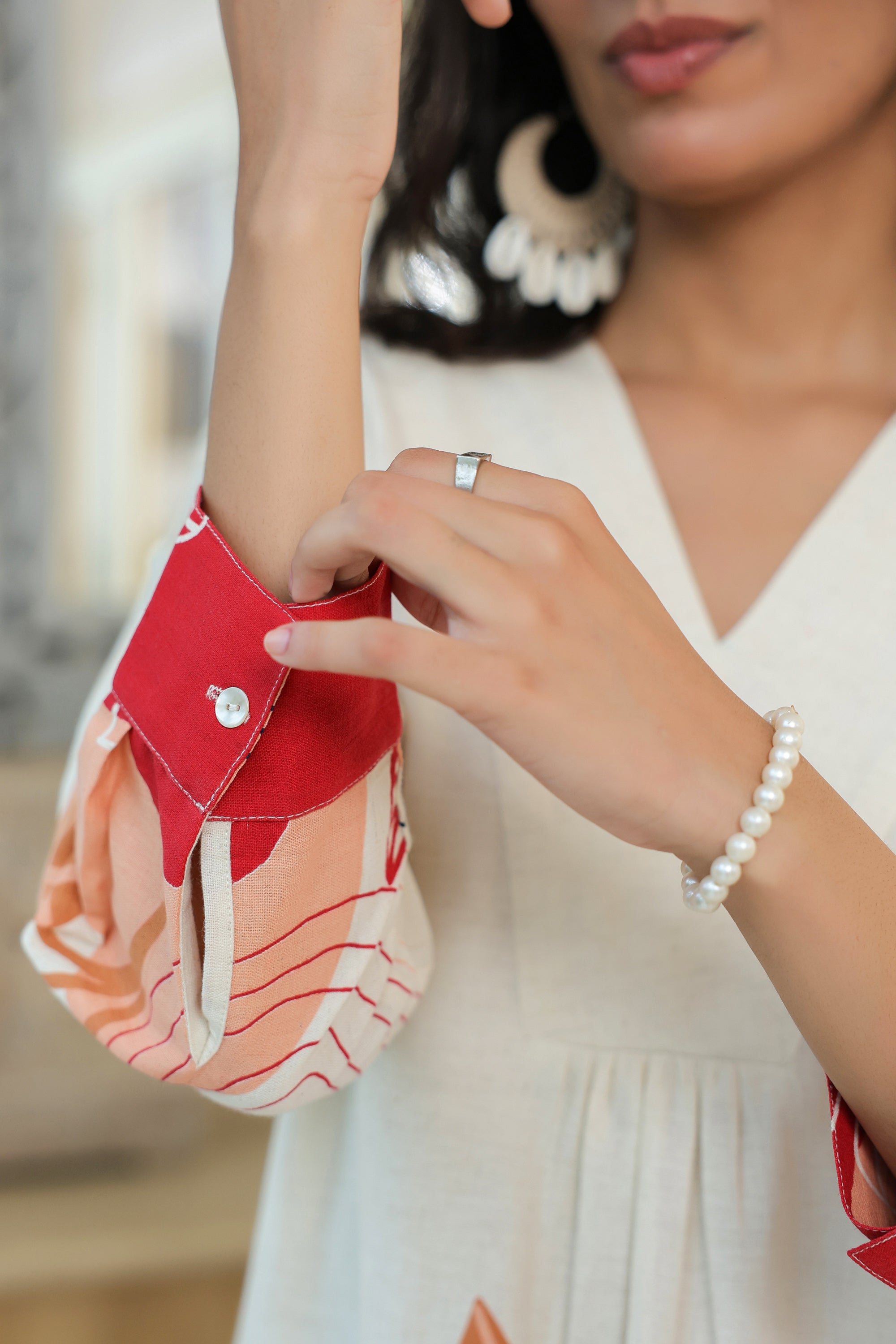 Leafs Printed Off-White Cotton Flex Co-ord Set