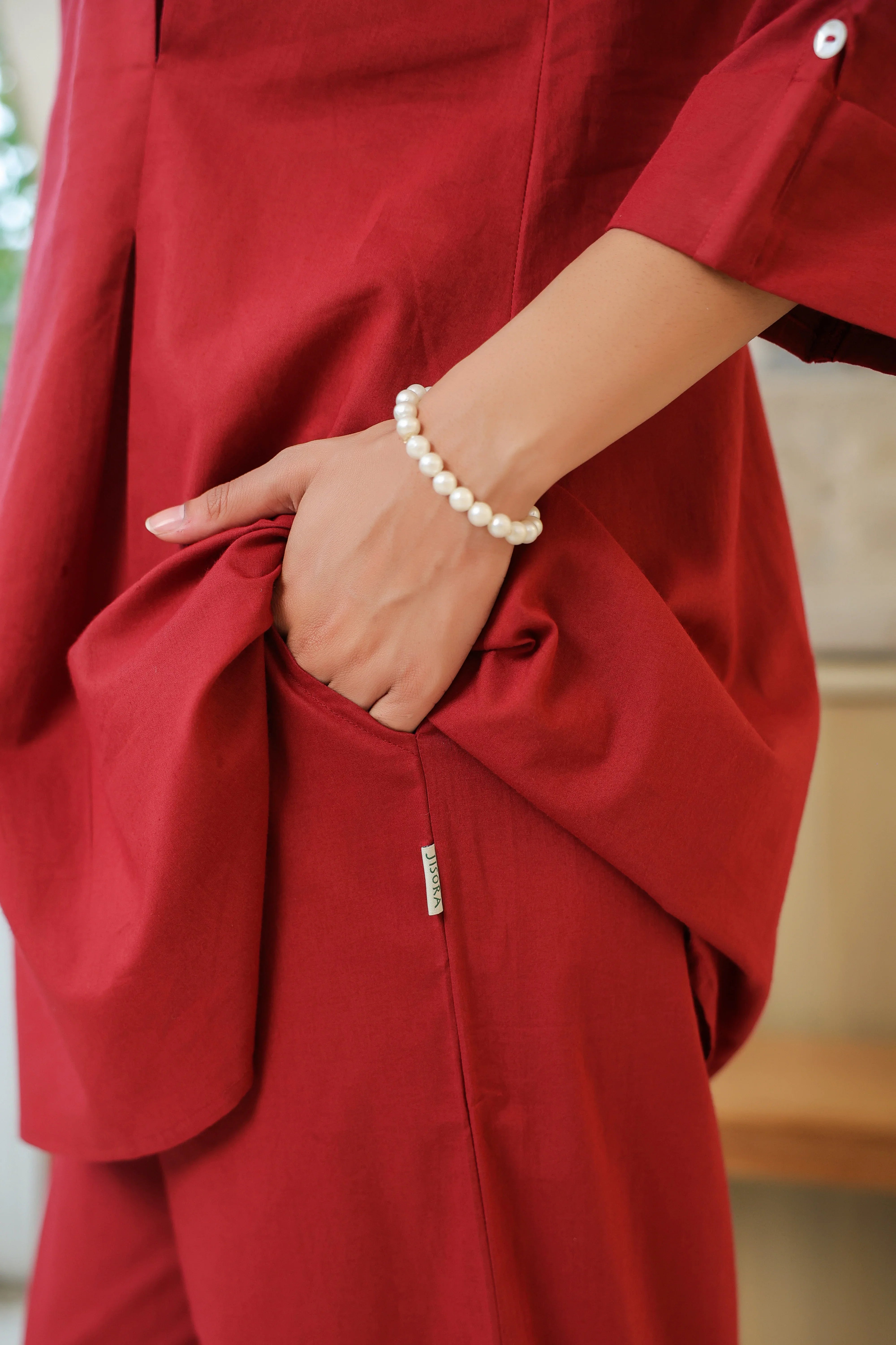 Crimson Ease Cotton Co-ord Set
