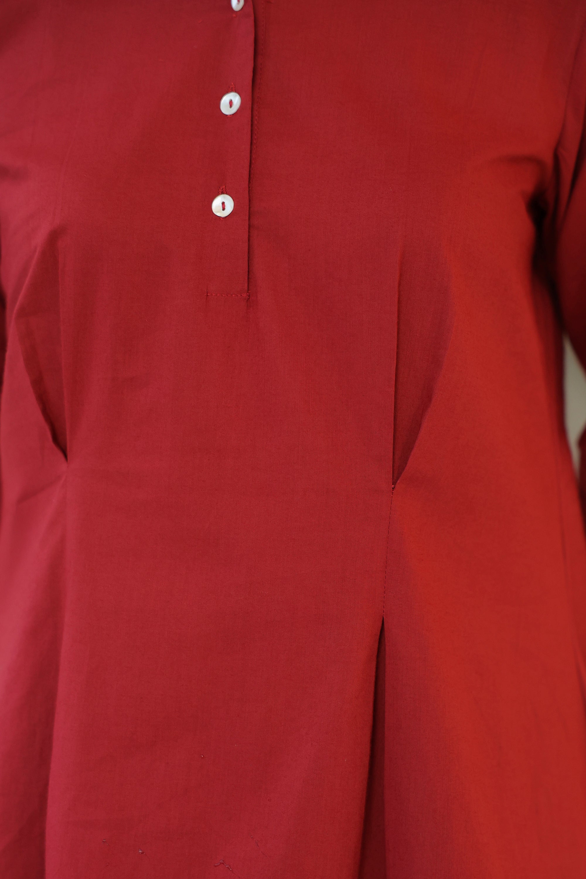 Crimson Ease Cotton Maroon Co-ord Set