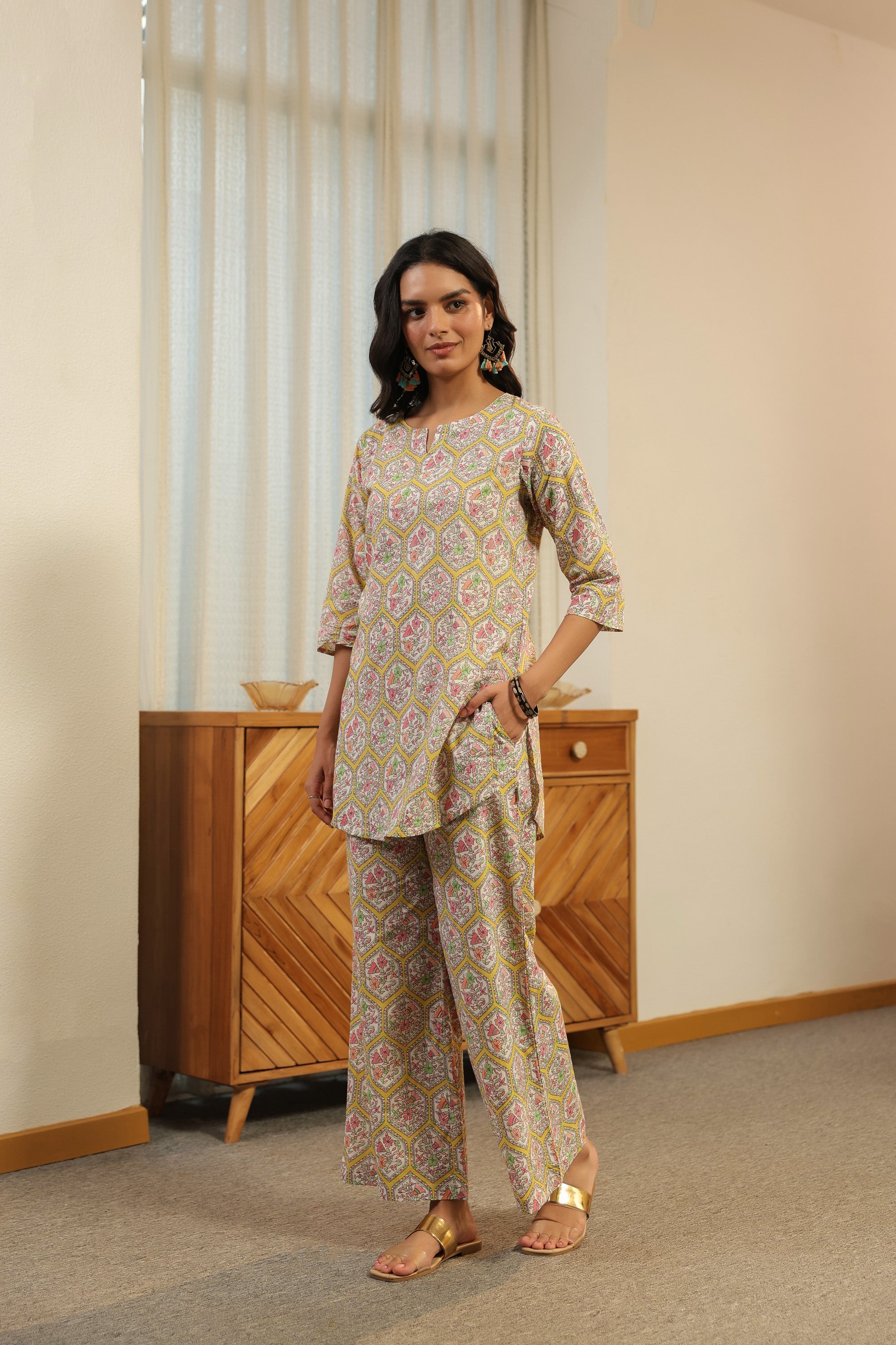 Pastel Mosaic Printed Cotton Co-ord Set