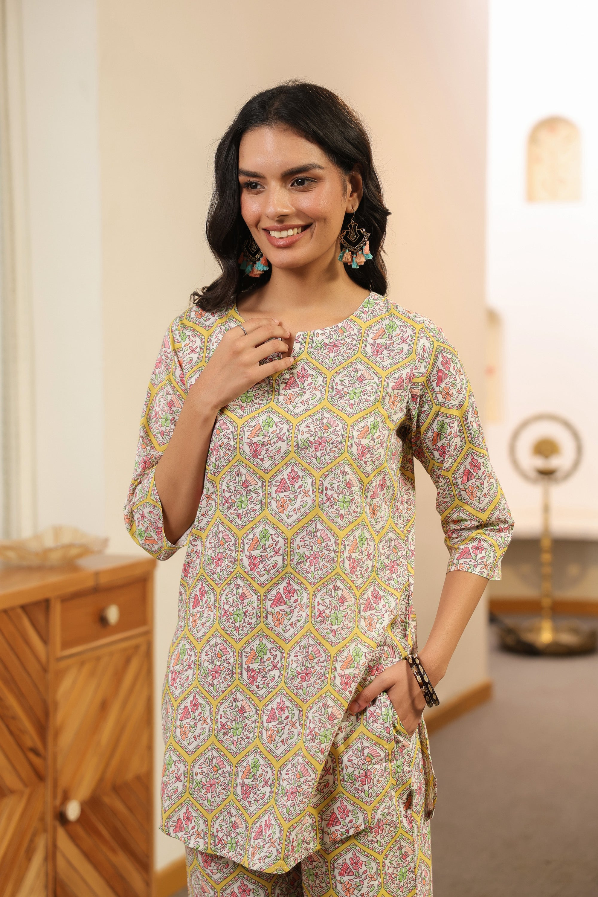 Pastel Mosaic Printed Cotton Co-ord Set