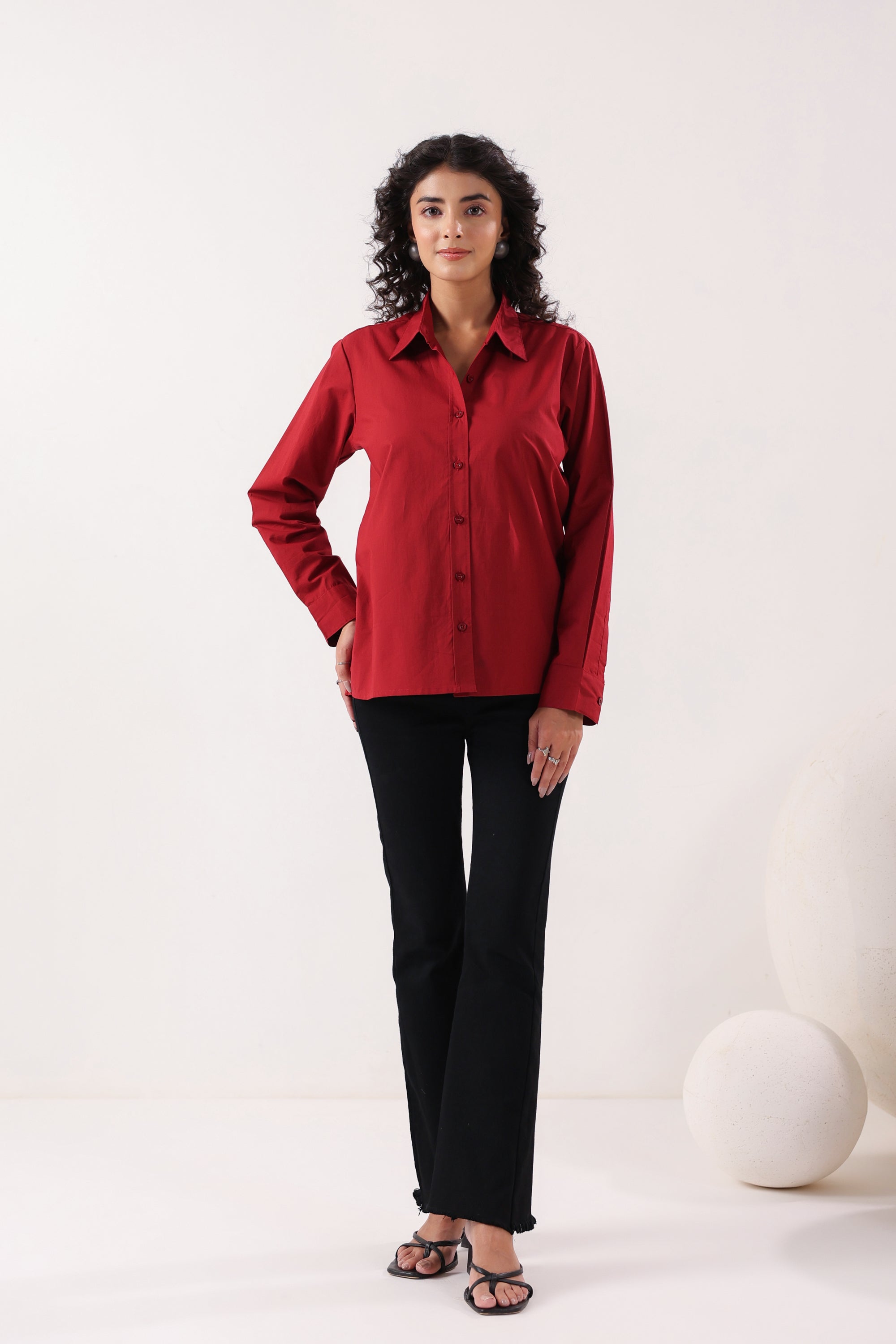 Crimson Classic Formal Maroon Poplin Shirt