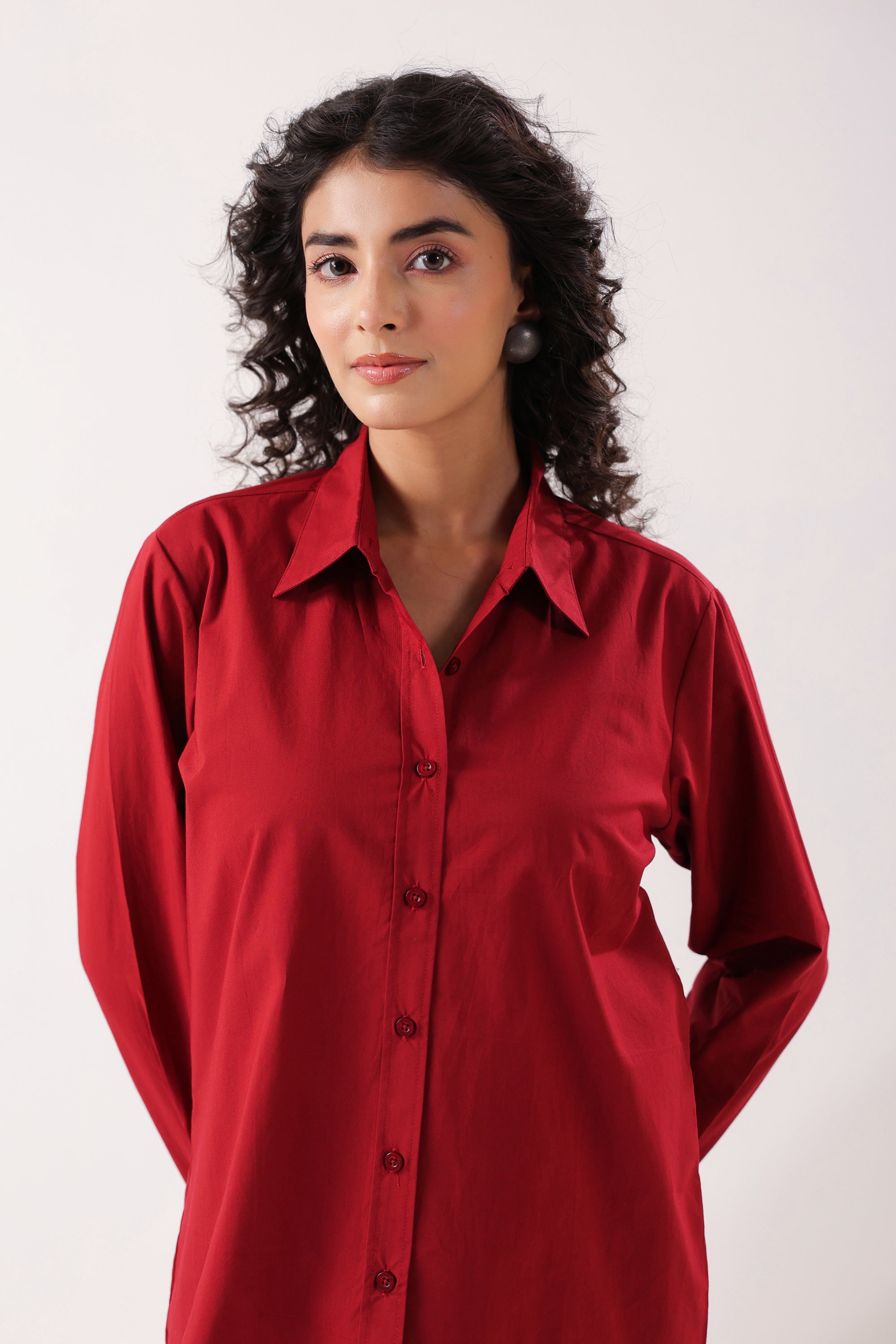 Crimson Classic Formal Maroon Poplin Shirt