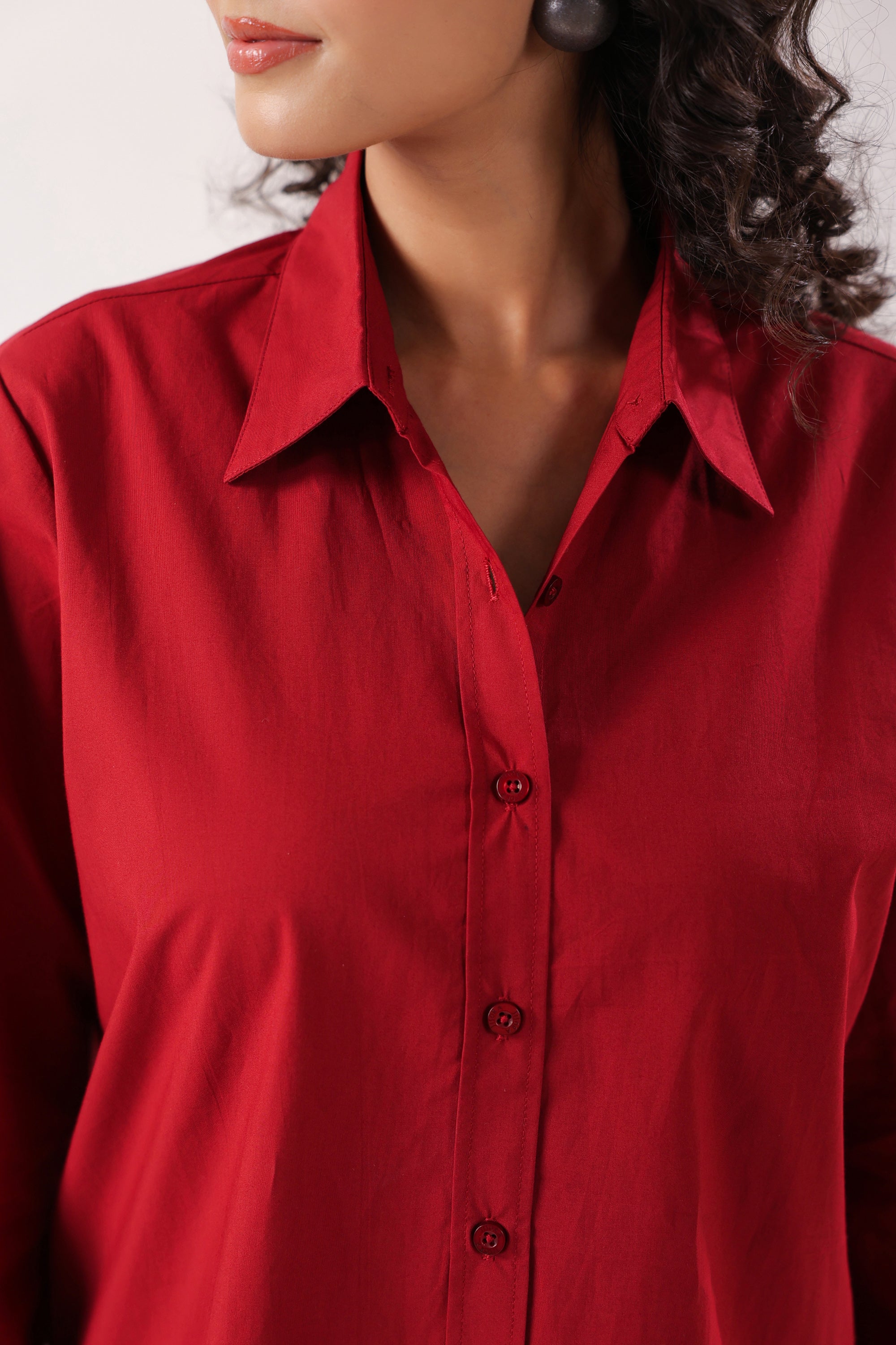 Crimson Classic Formal Maroon Poplin Shirt