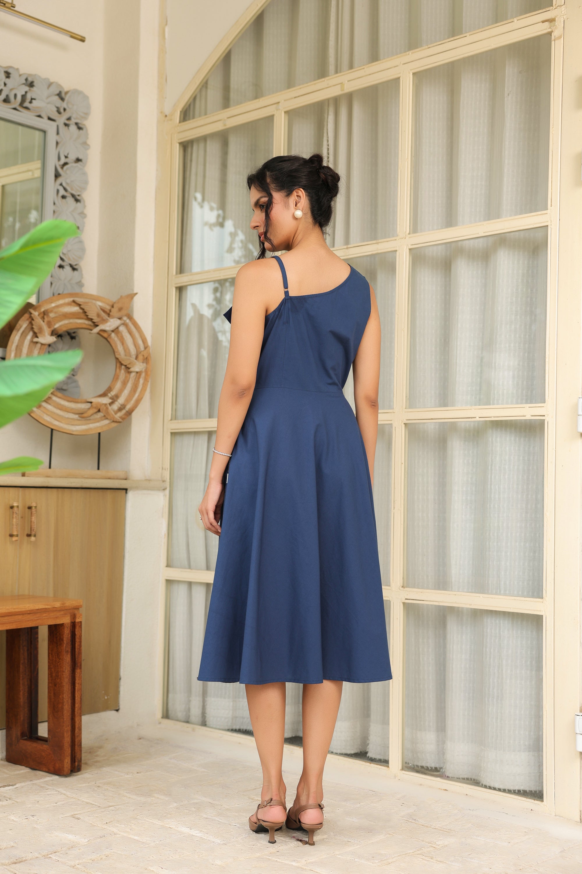 Midnight Blue Bloom 3D Flower Dress