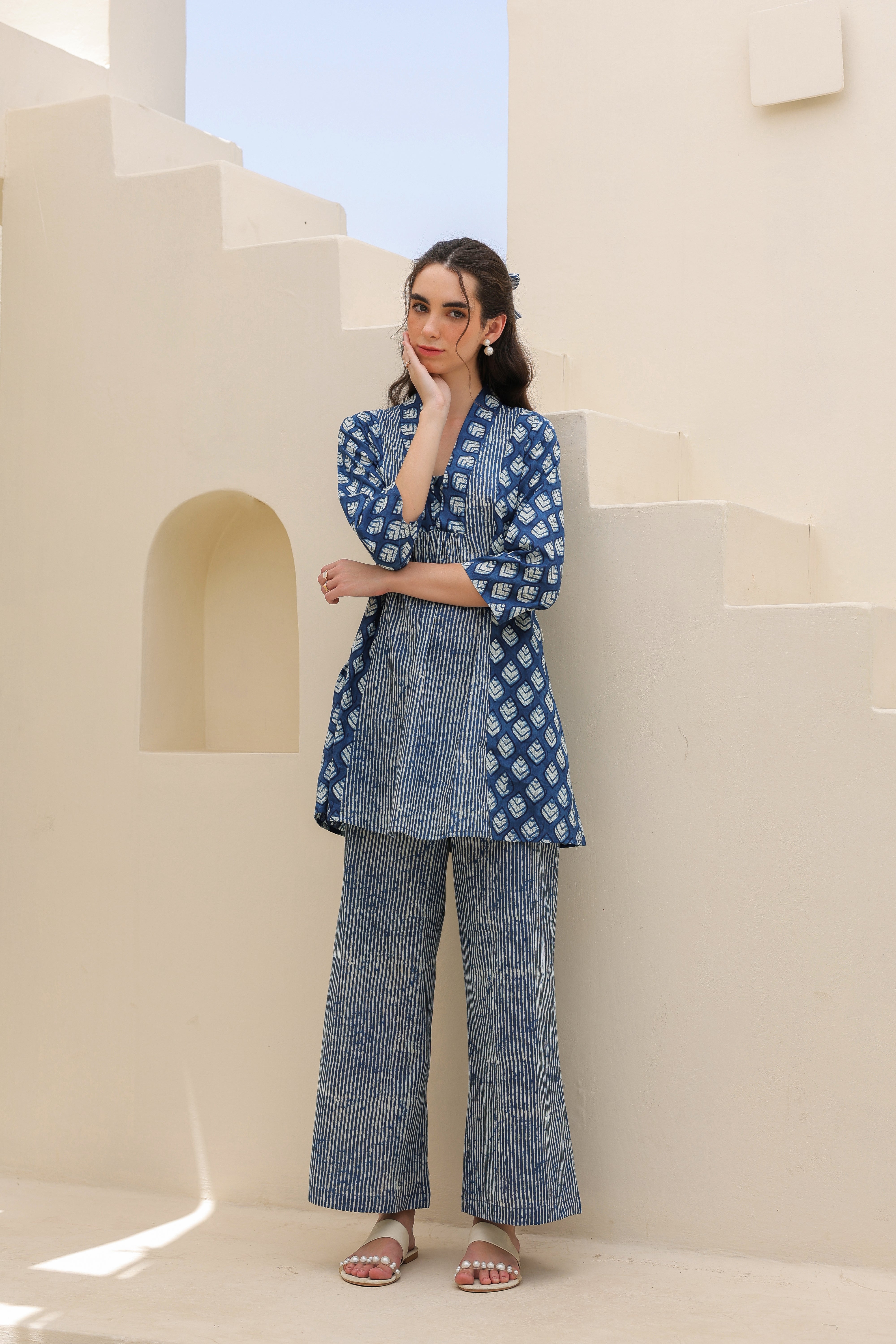 Sailing Blue Printed Cotton Co-ord Set