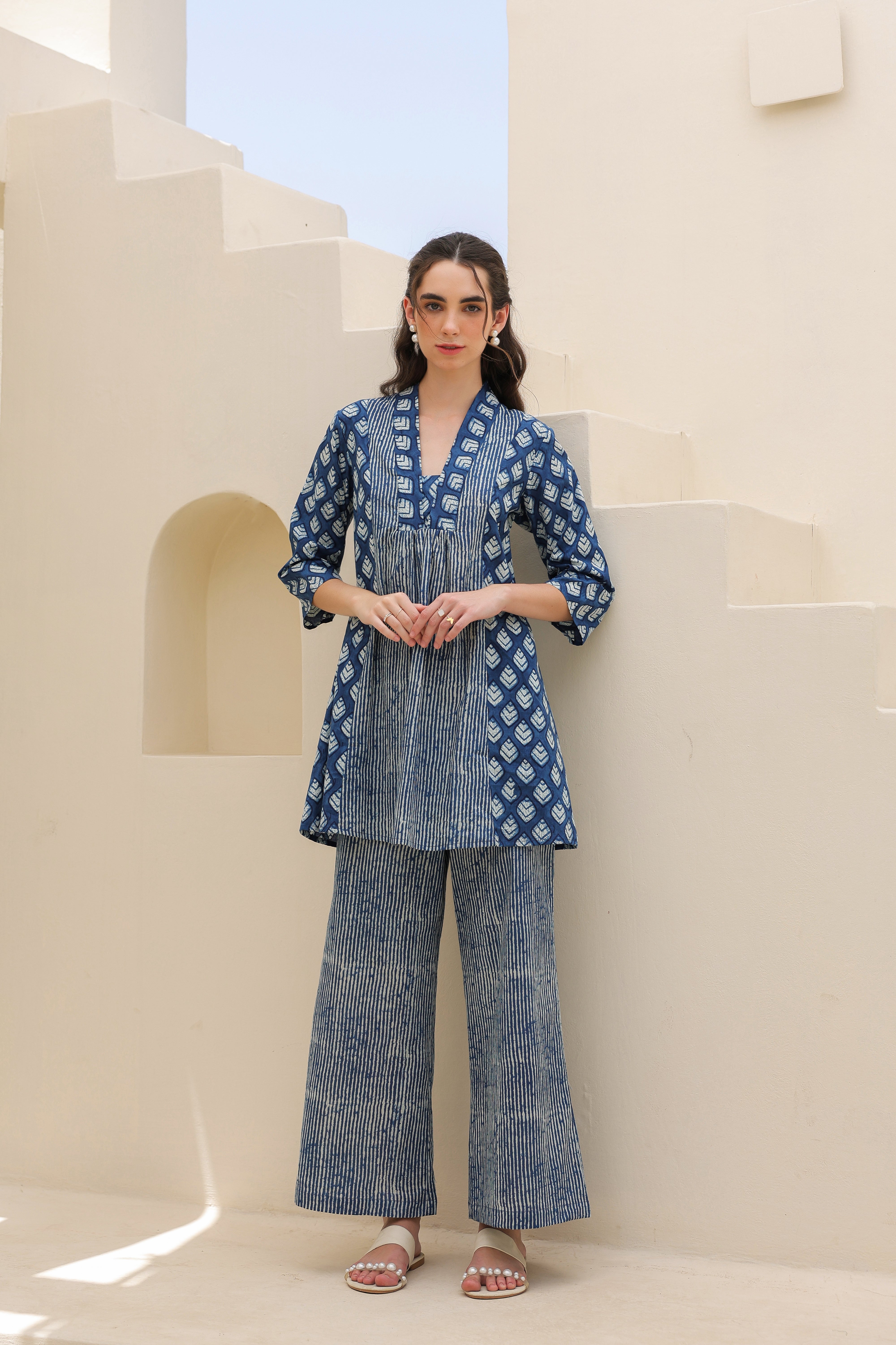 Sailing Blue Printed Cotton Co-ord Set