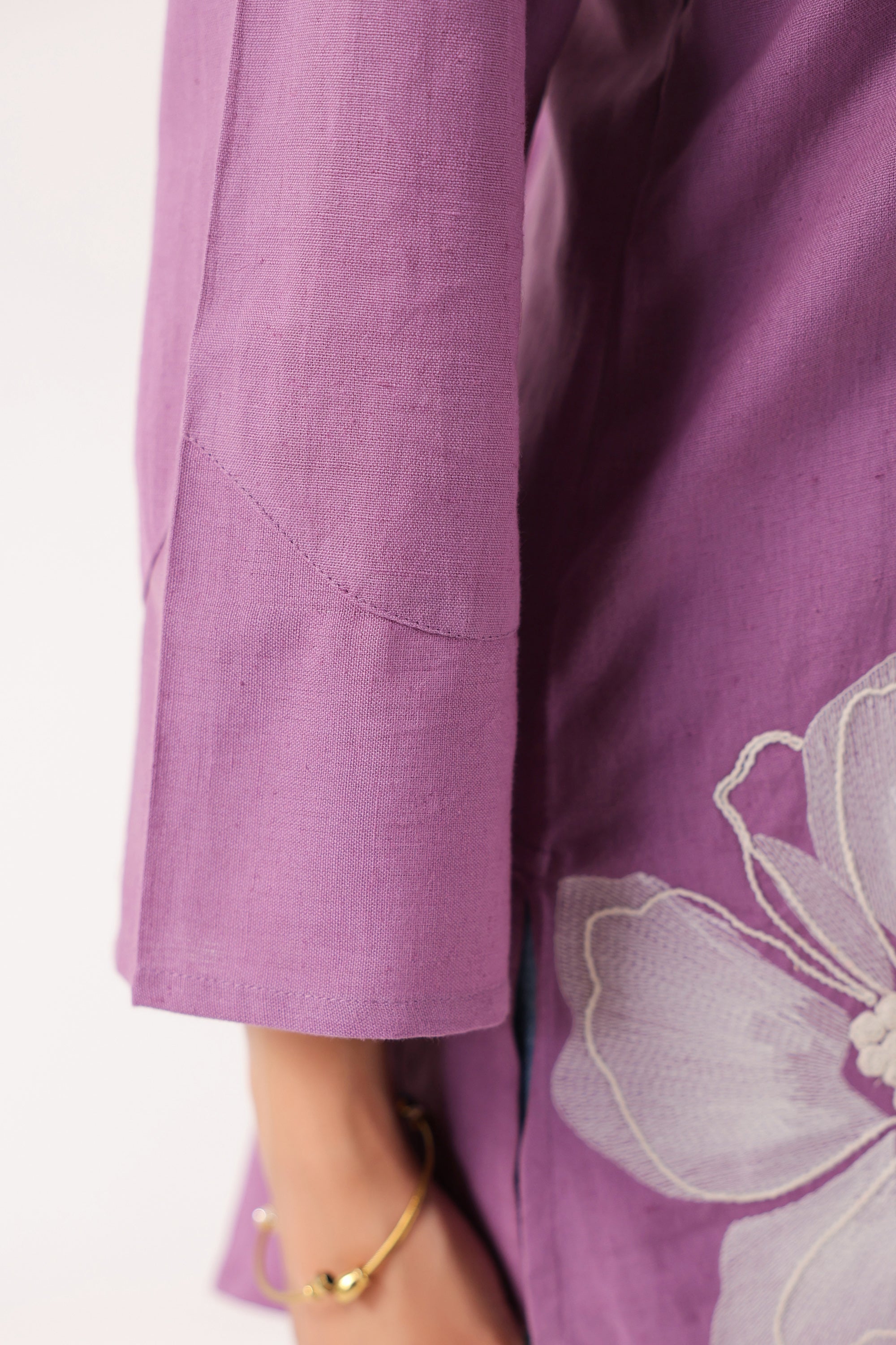 Blossom Breeze Cotton Flex Purple Embroidered Top