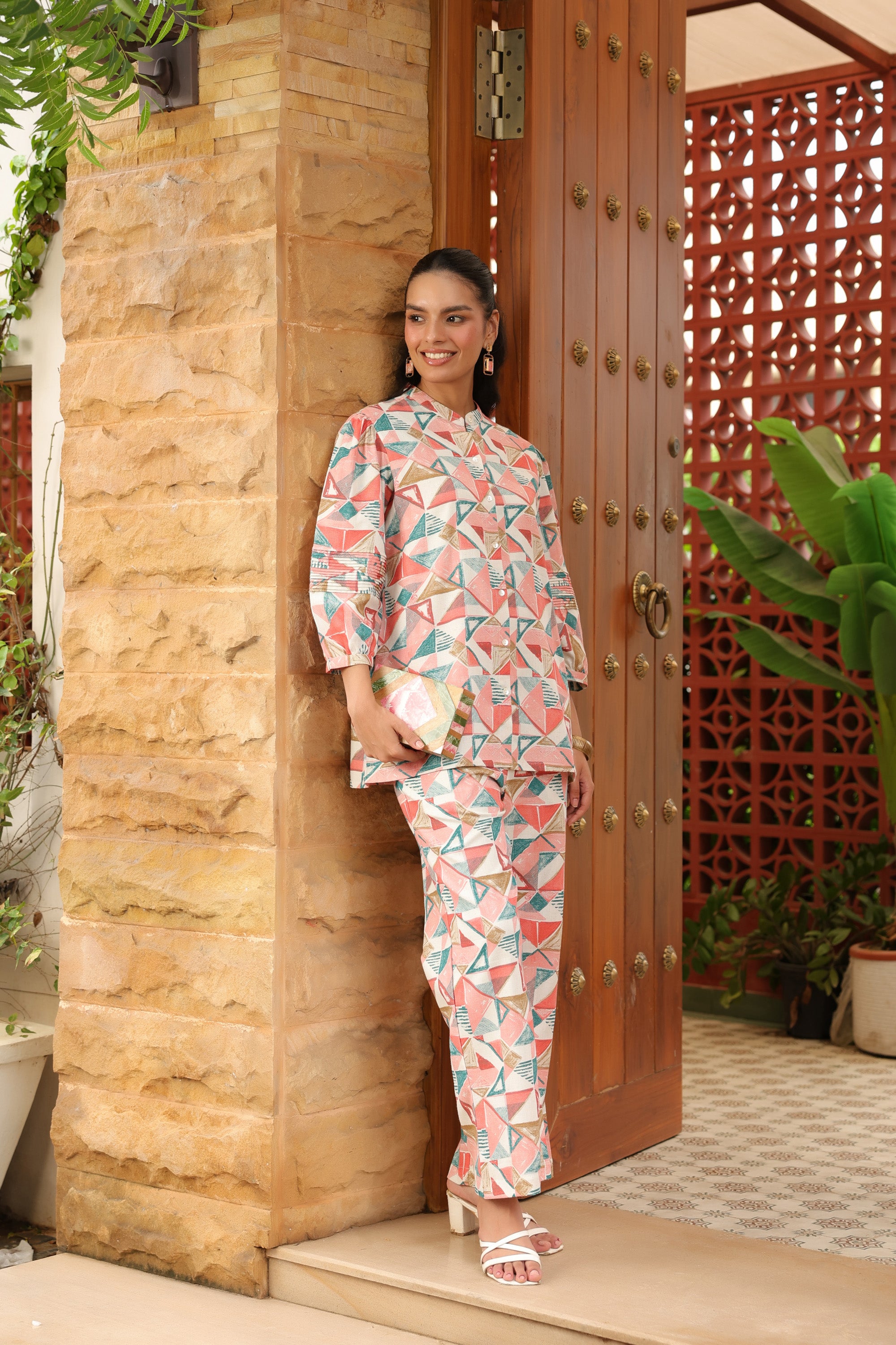 Pastel Mirage Geometric Print Cotton Flex Co-ord Set