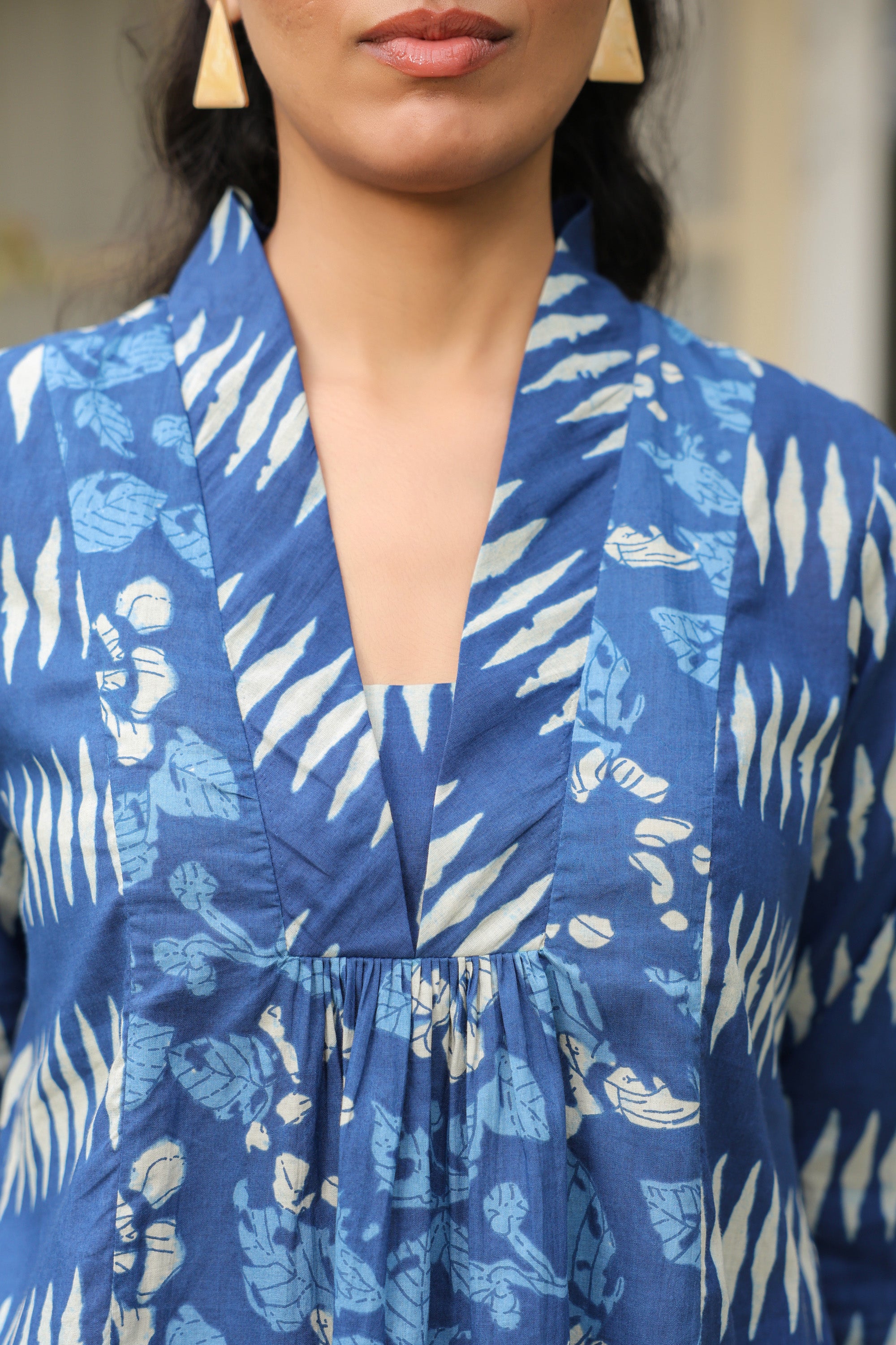 Blue Essence Ikat Fusion Printed Cotton Co-ord Set