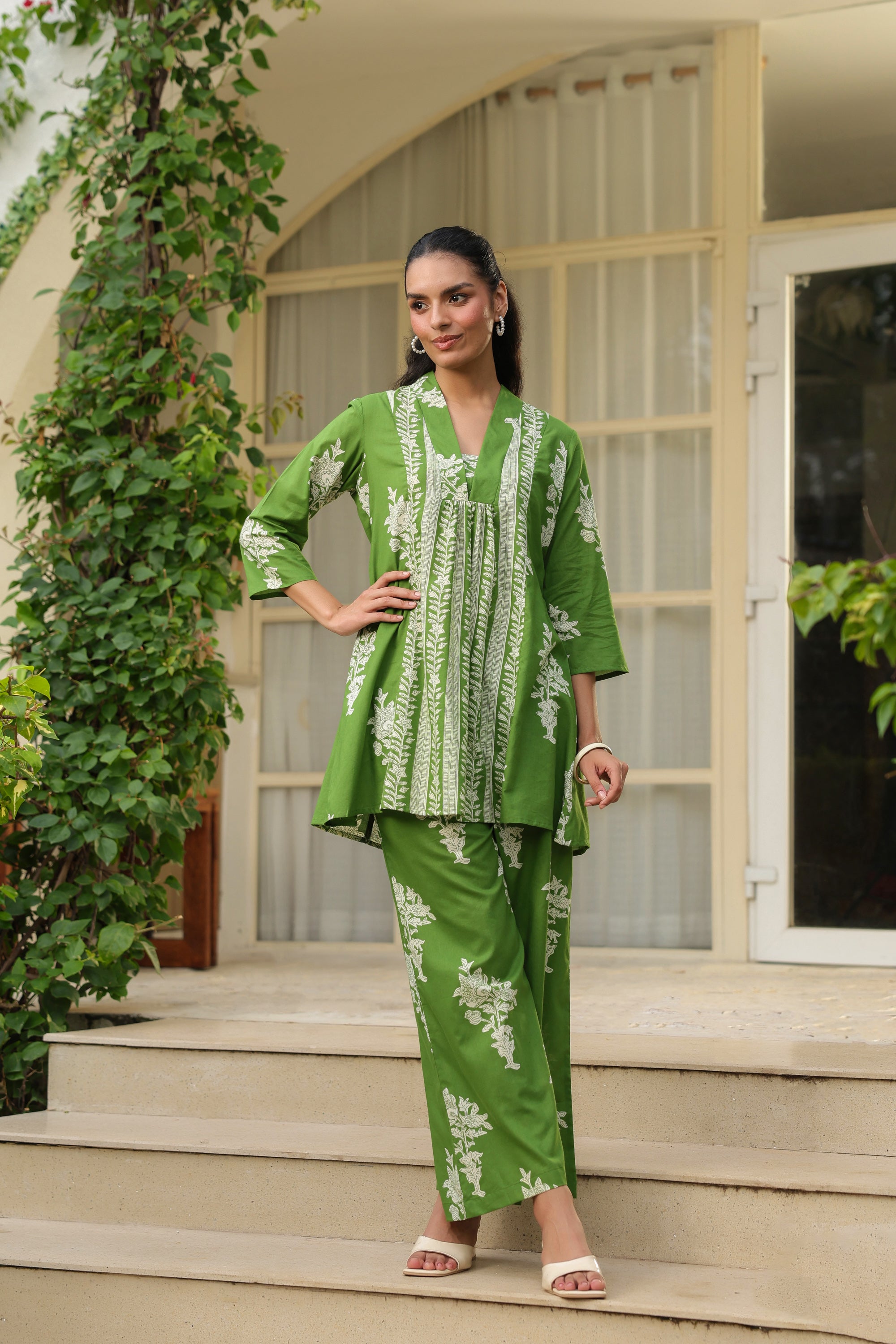 Meadow Green Floral Breeze Cotton Co-ord Set