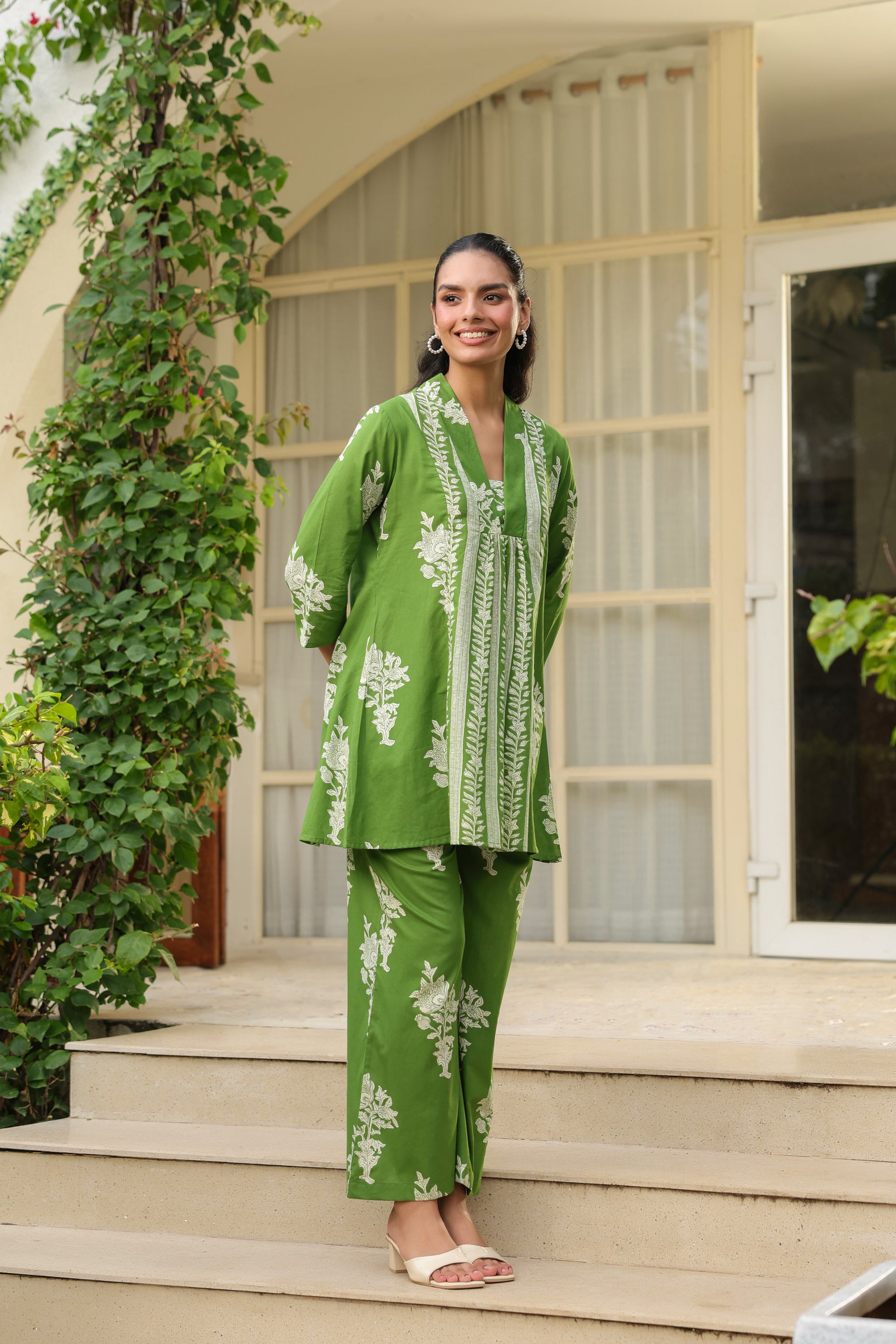 Meadow Green Floral Breeze Cotton Co-ord Set