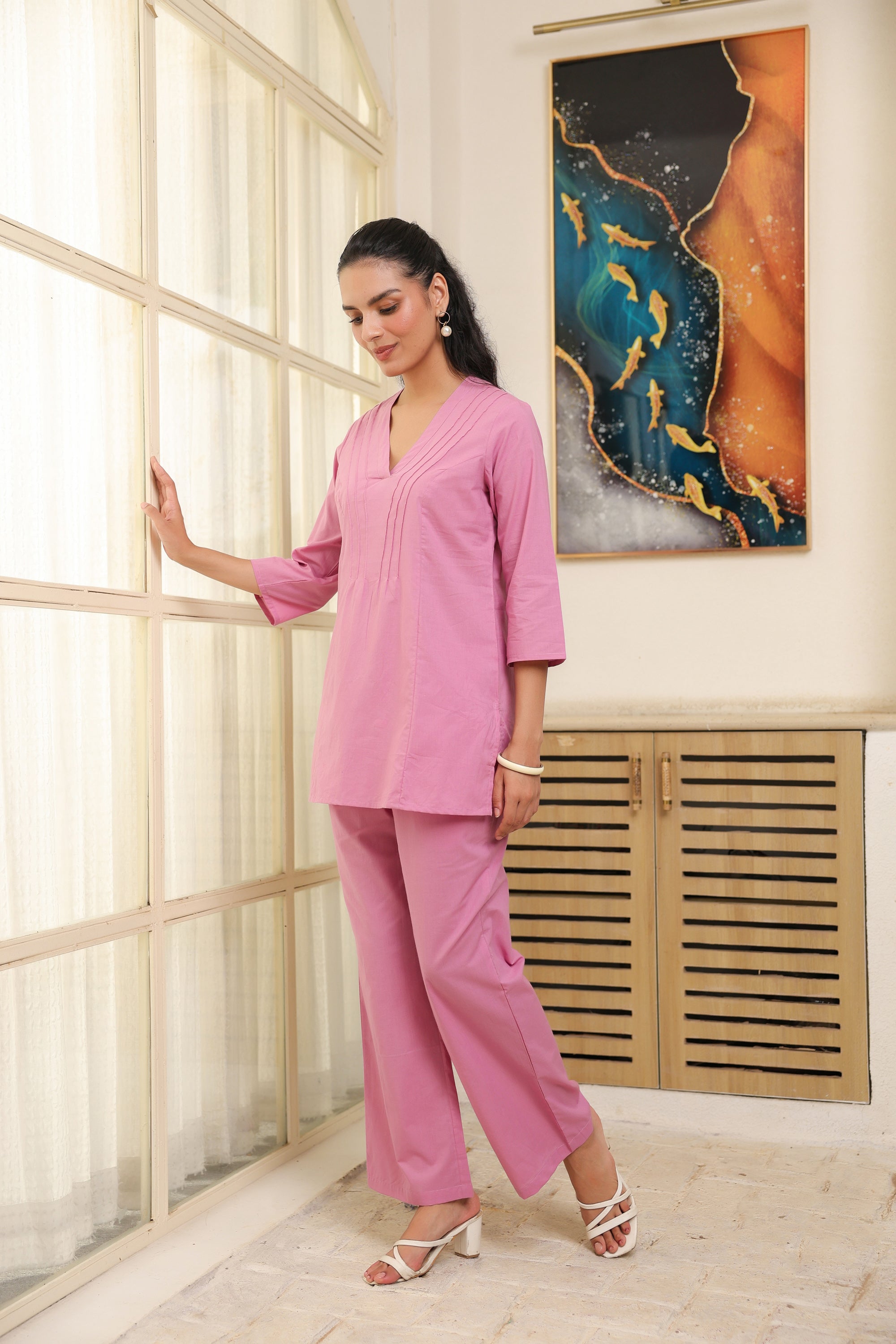 Solid Pink Cotton Co-ord Set