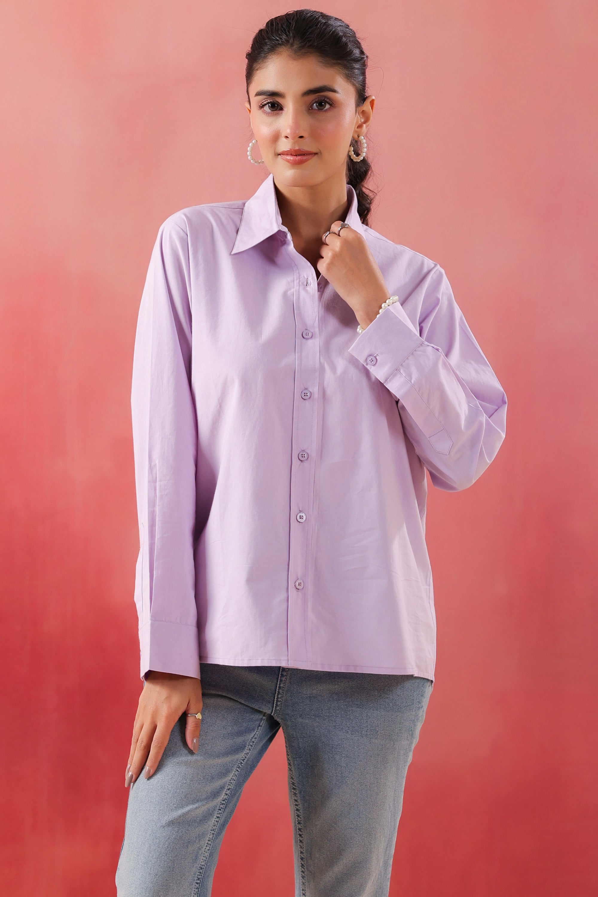 Soft Lilac Classic Levender Poplin Shirt