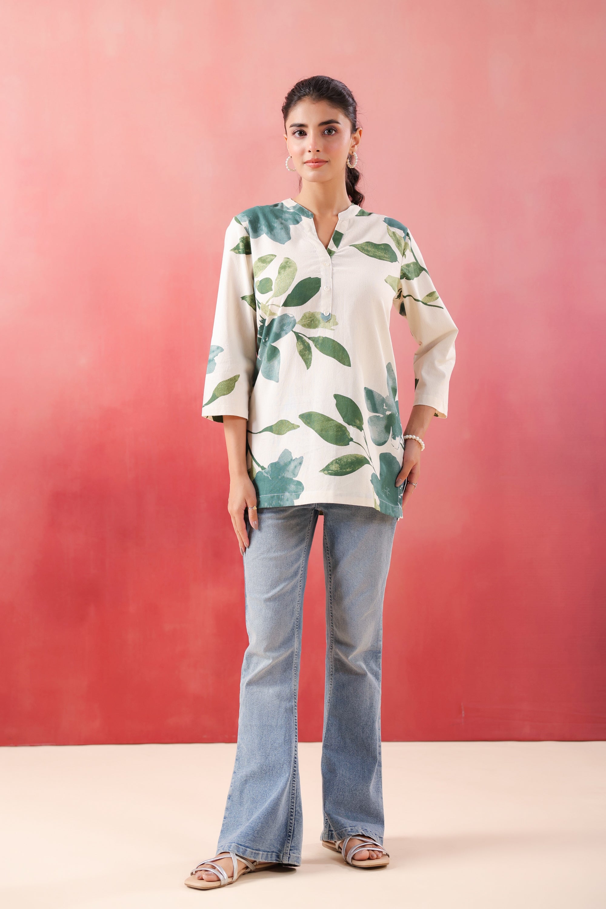 ColorCraze Green Cotton Flex Printed Top