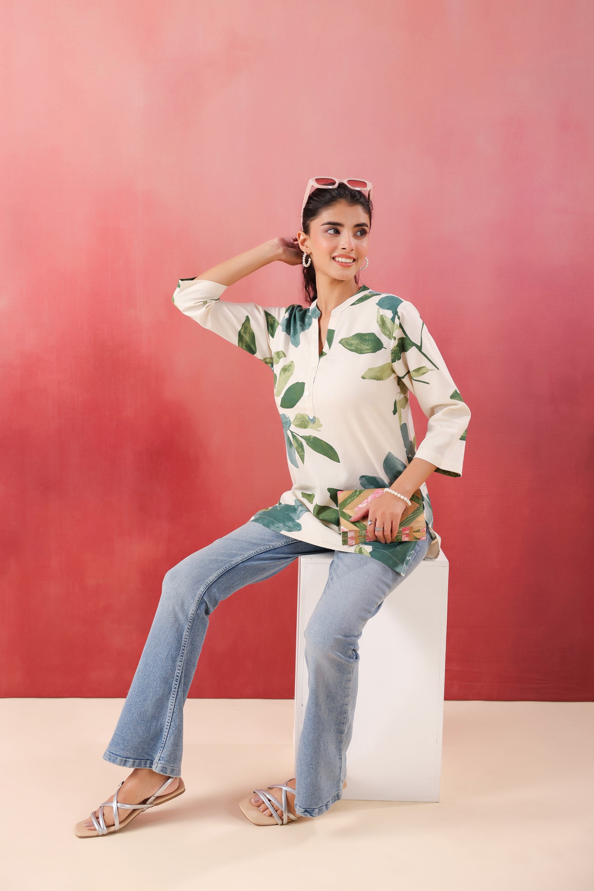 ColorCraze Green Cotton Flex Printed Top