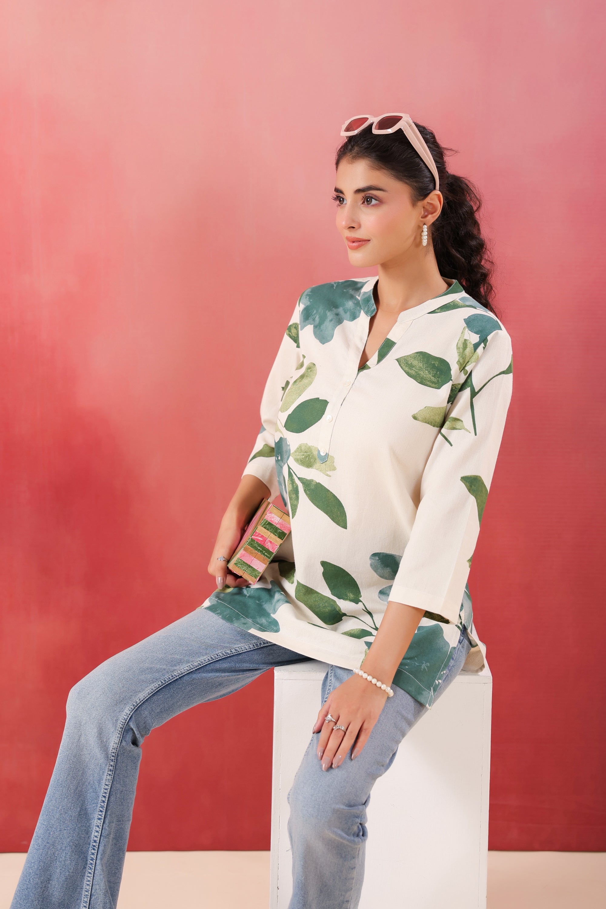 ColorCraze Green Cotton Flex Printed Top