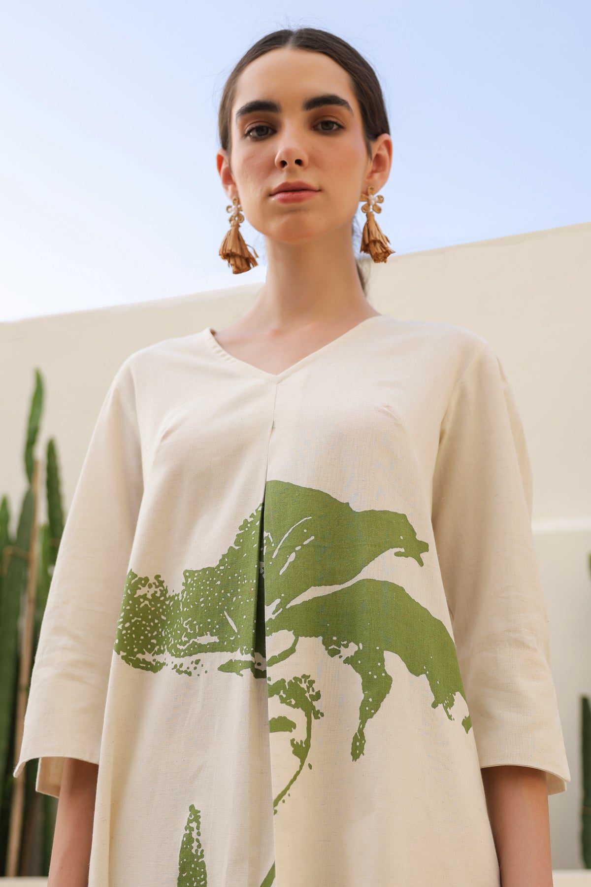 Floral Moss Olive & Off-White Printed Cotton Flex Co-ord Set