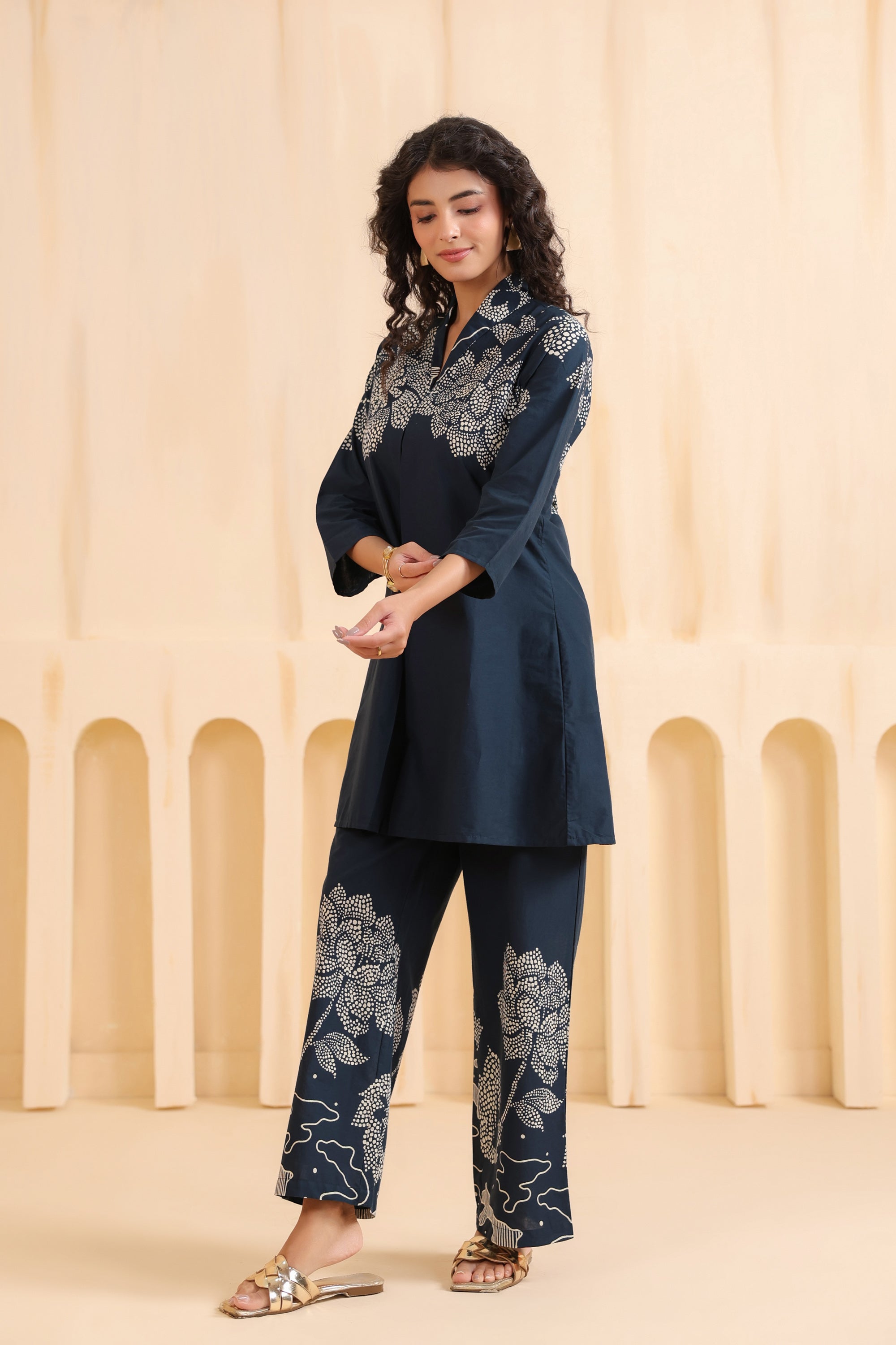 Indigo Bloom Printed Cotton Co-ord Set