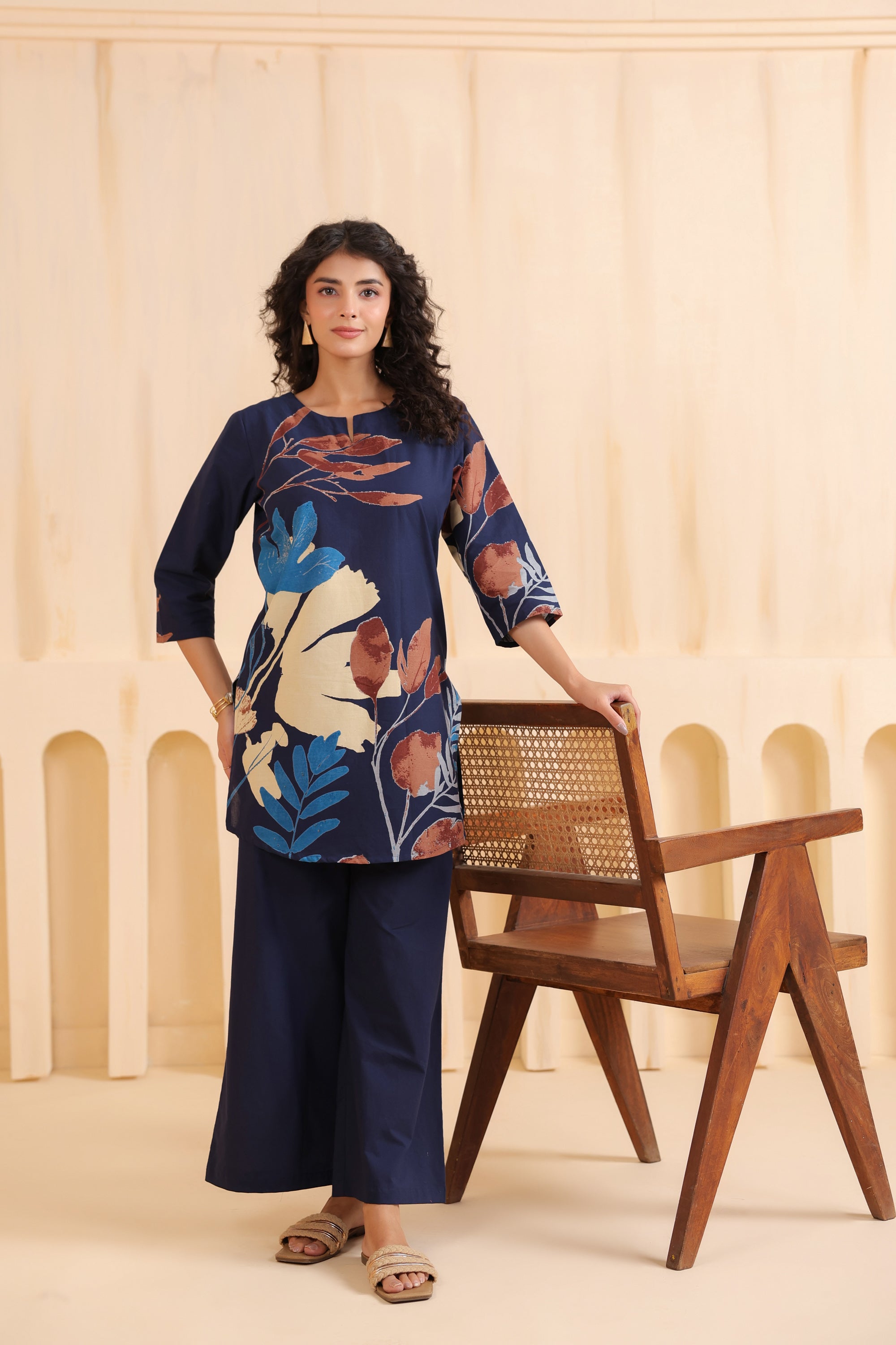 Midnight Petals Printed Cotton Co-ord Set