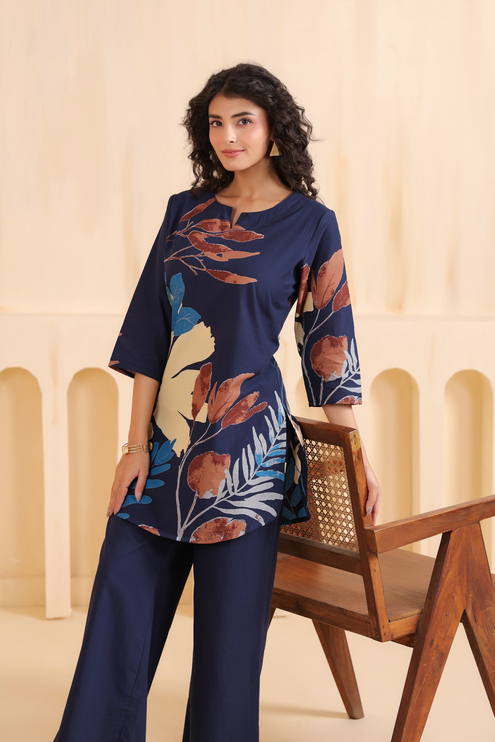 Midnight Petals Printed Cotton Co-ord Set