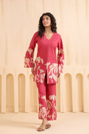 Crimson Royale Printed Cotton Co-ord Set