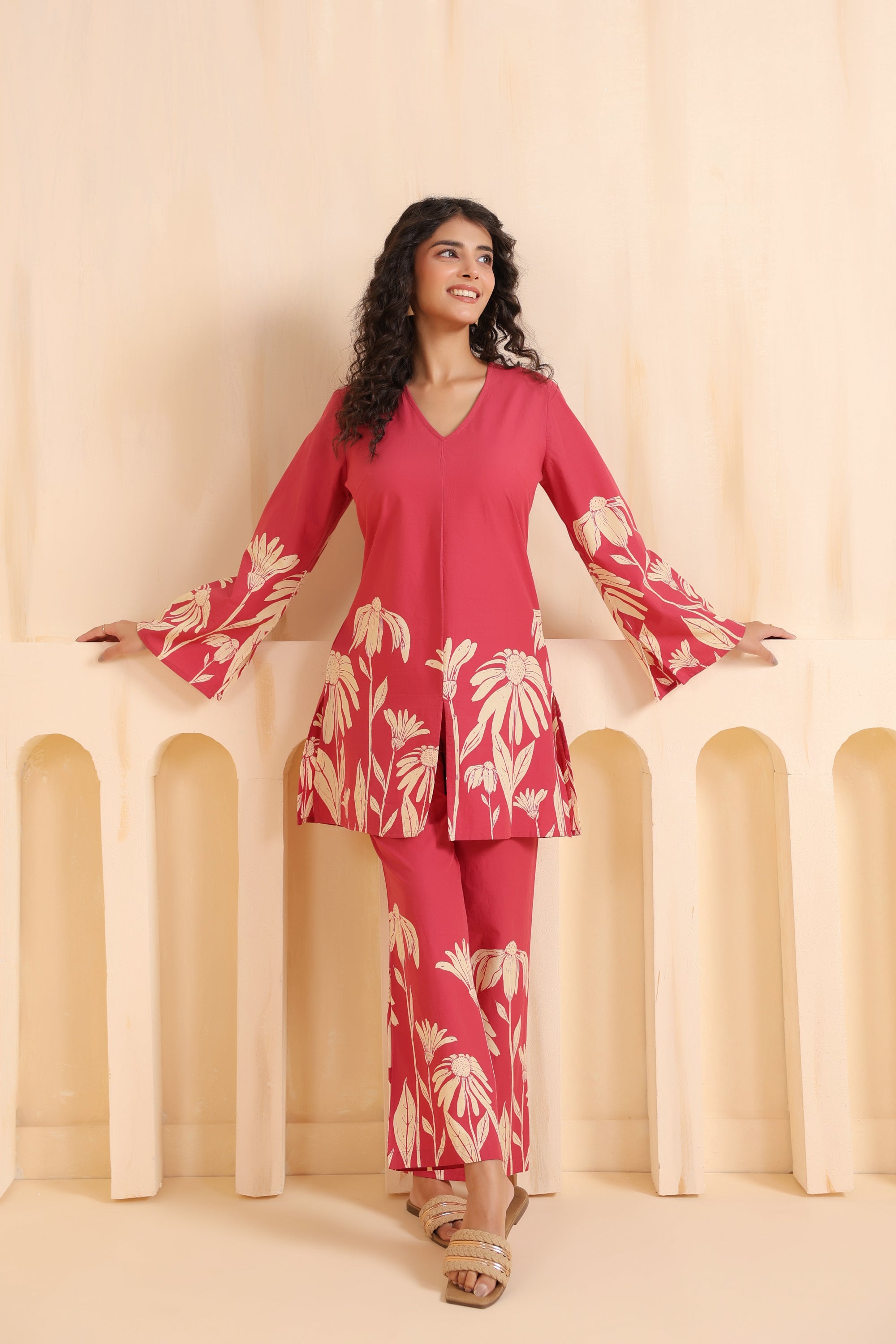 Crimson Royale Printed Cotton Co-ord Set