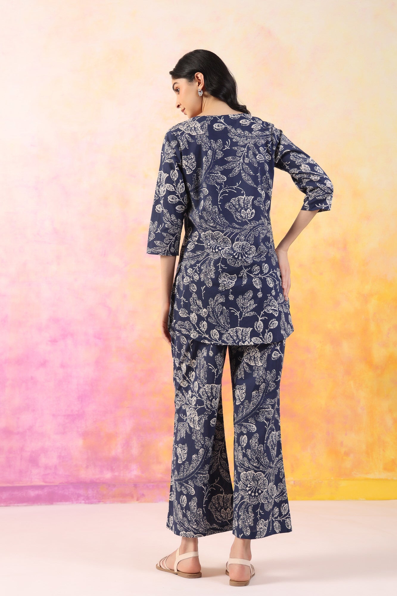 Botanic Harmony Blue Palazzo Loungewear Set