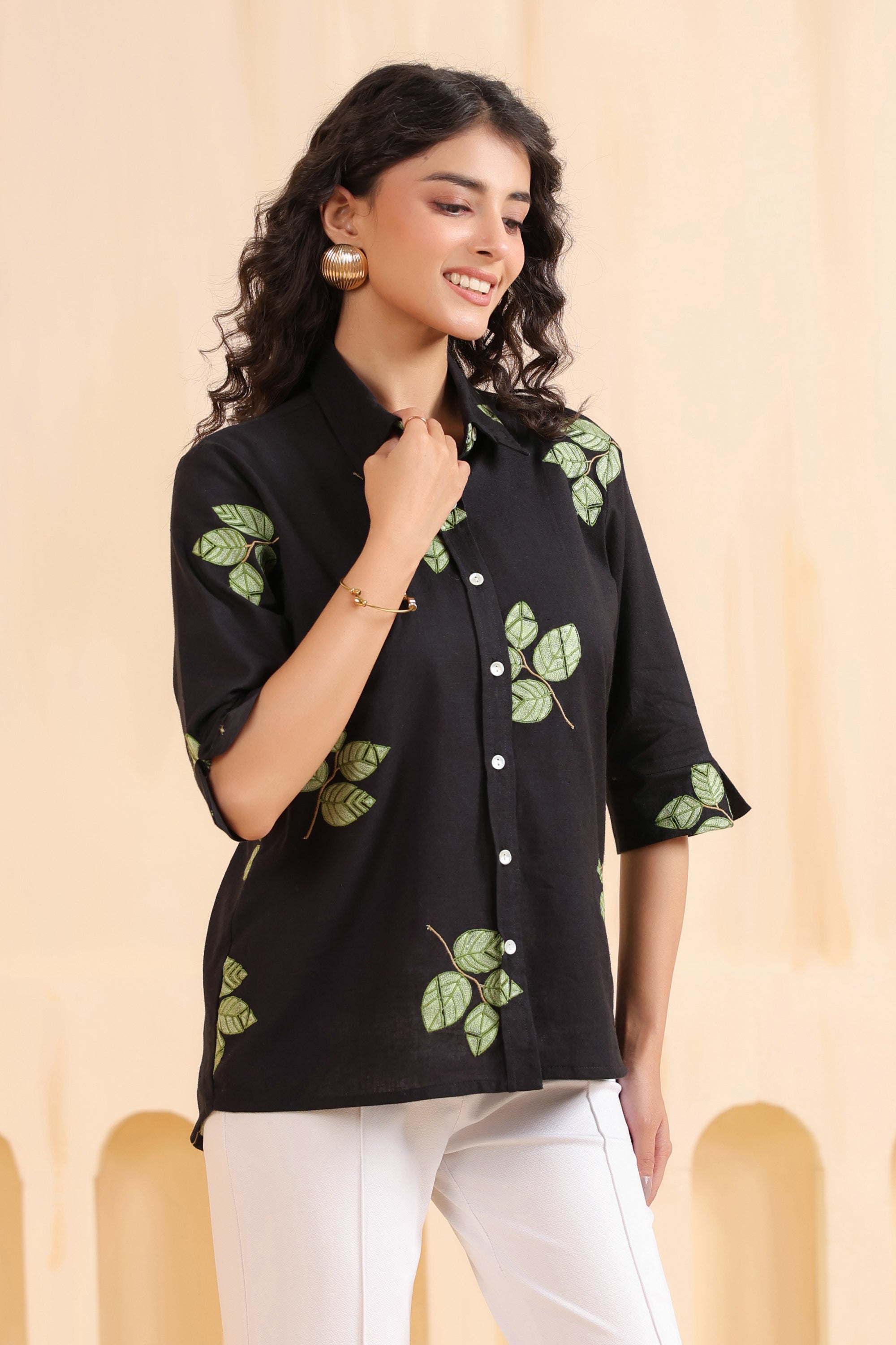 Midnight Leaf Luxe Cotton Flex Shirt