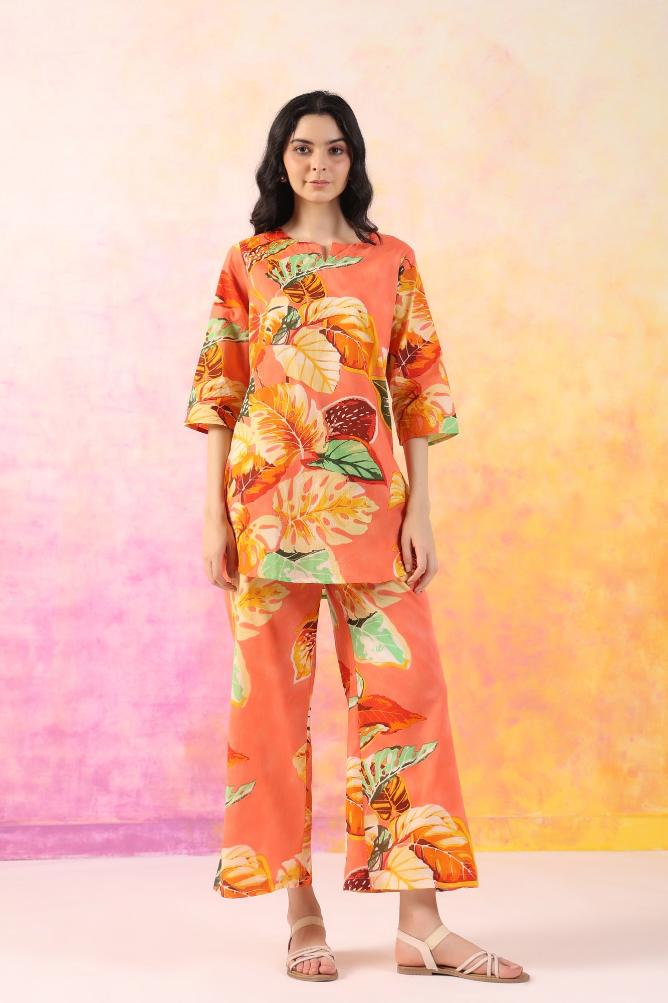 Garden Getaway Cotton Palazzo Loungewear Set